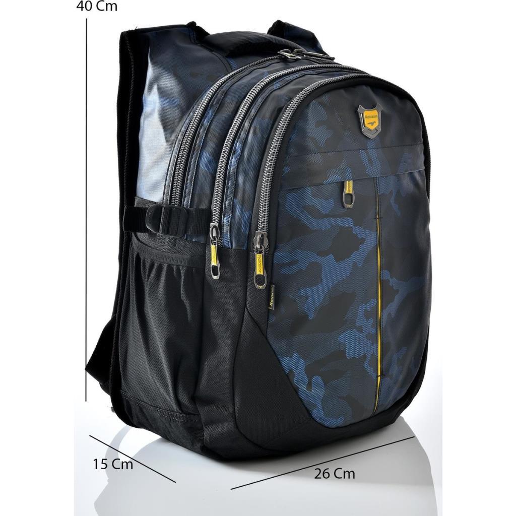 2235 Kamuflaj Desenli Okul Sırt Çantası Mavi