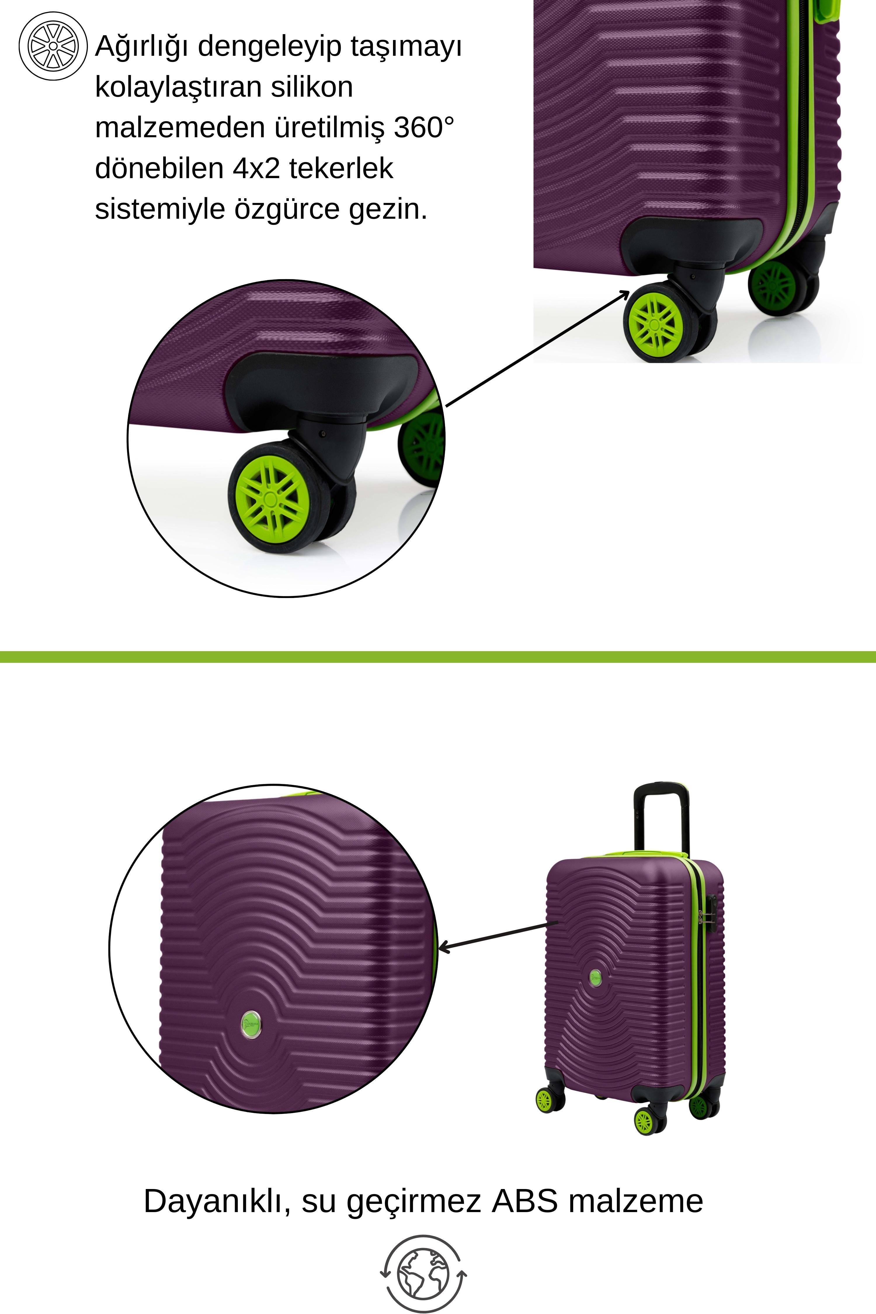 2'li Valiz Seti Büyük Boy - Kabin Boy Mor 1169