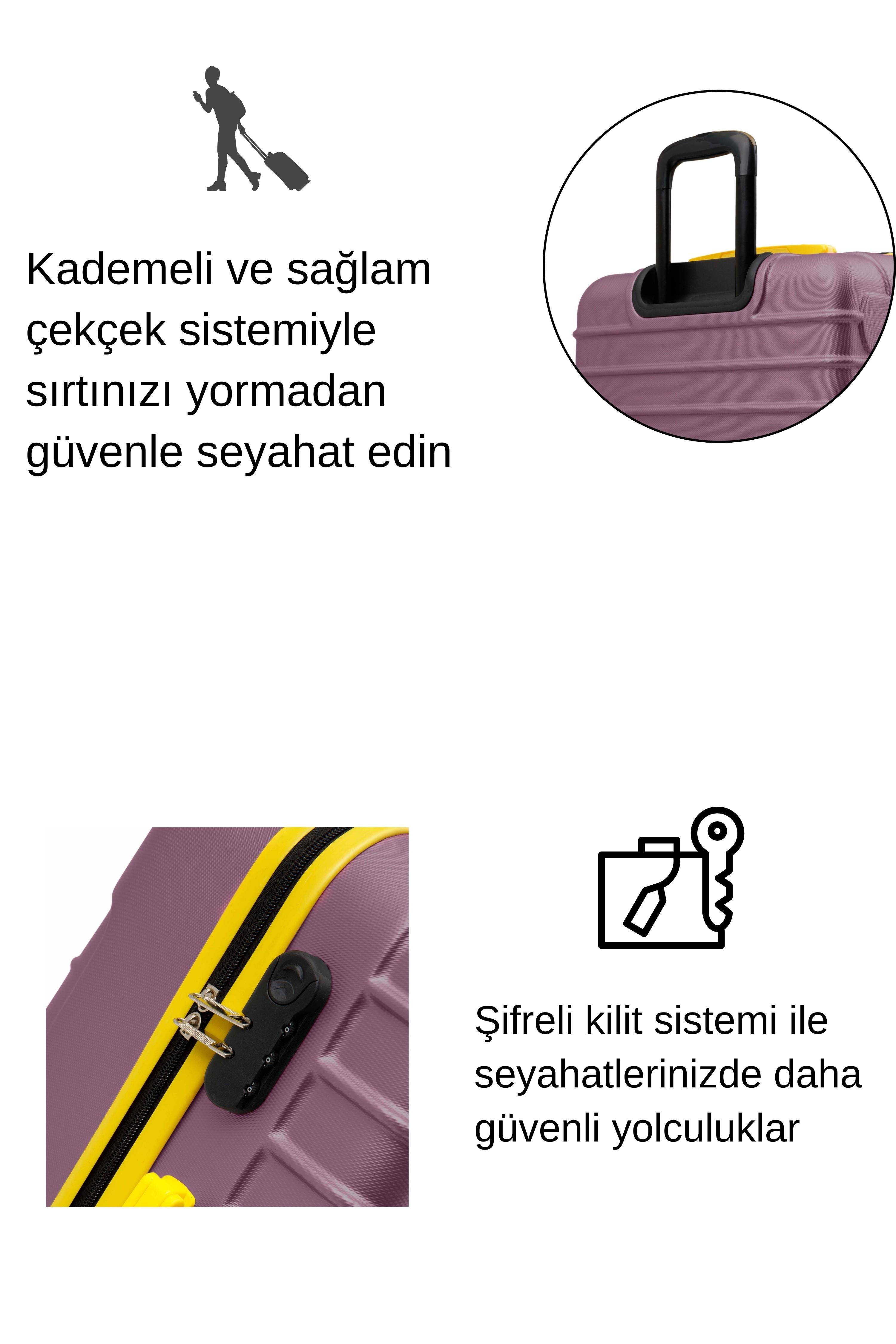 2'li Valiz Seti Büyük Boy - Kabin Boy Rose 1168