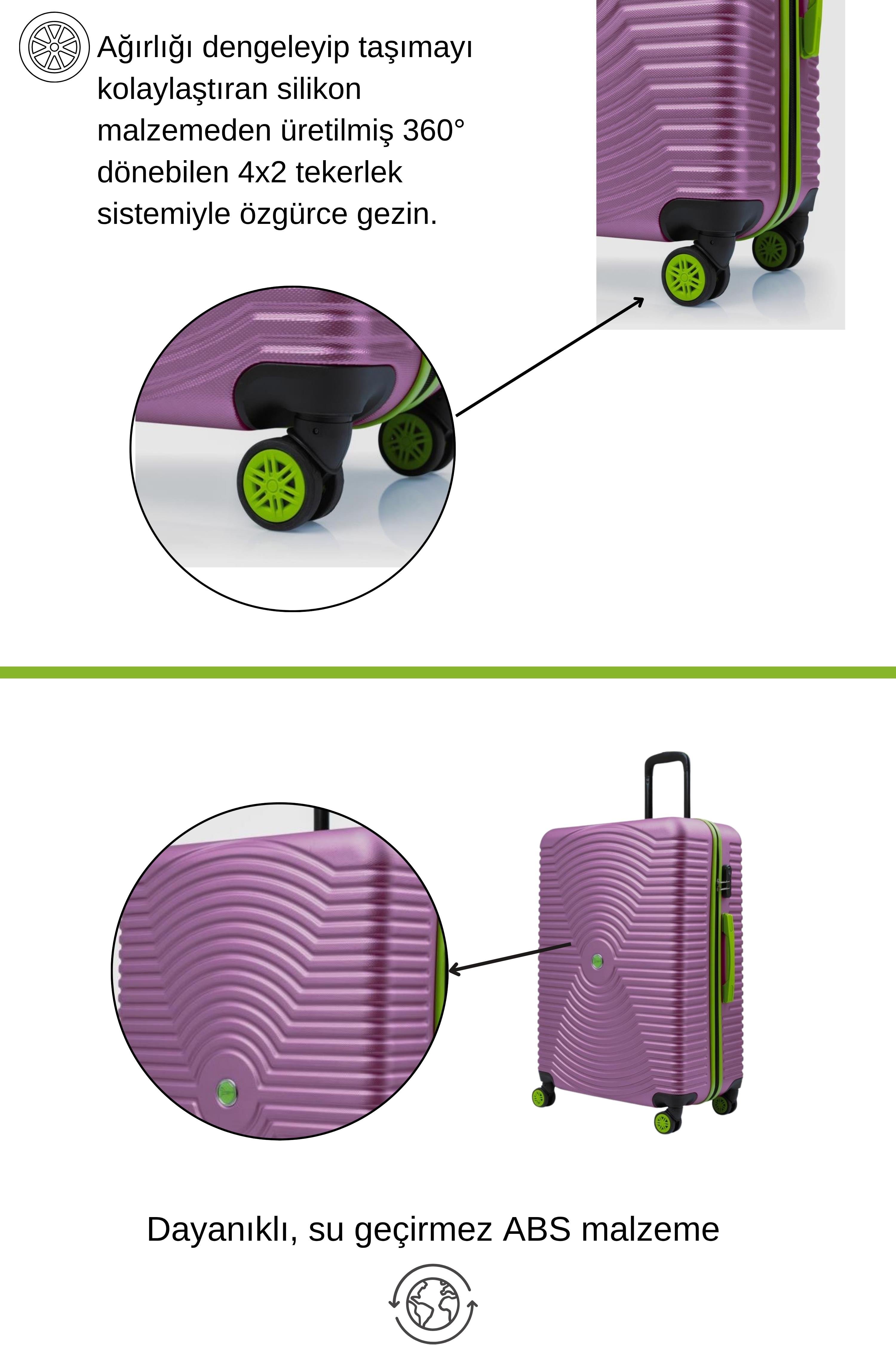 2'li Valiz Seti Büyük Boy - Orta Boy Rose 1169