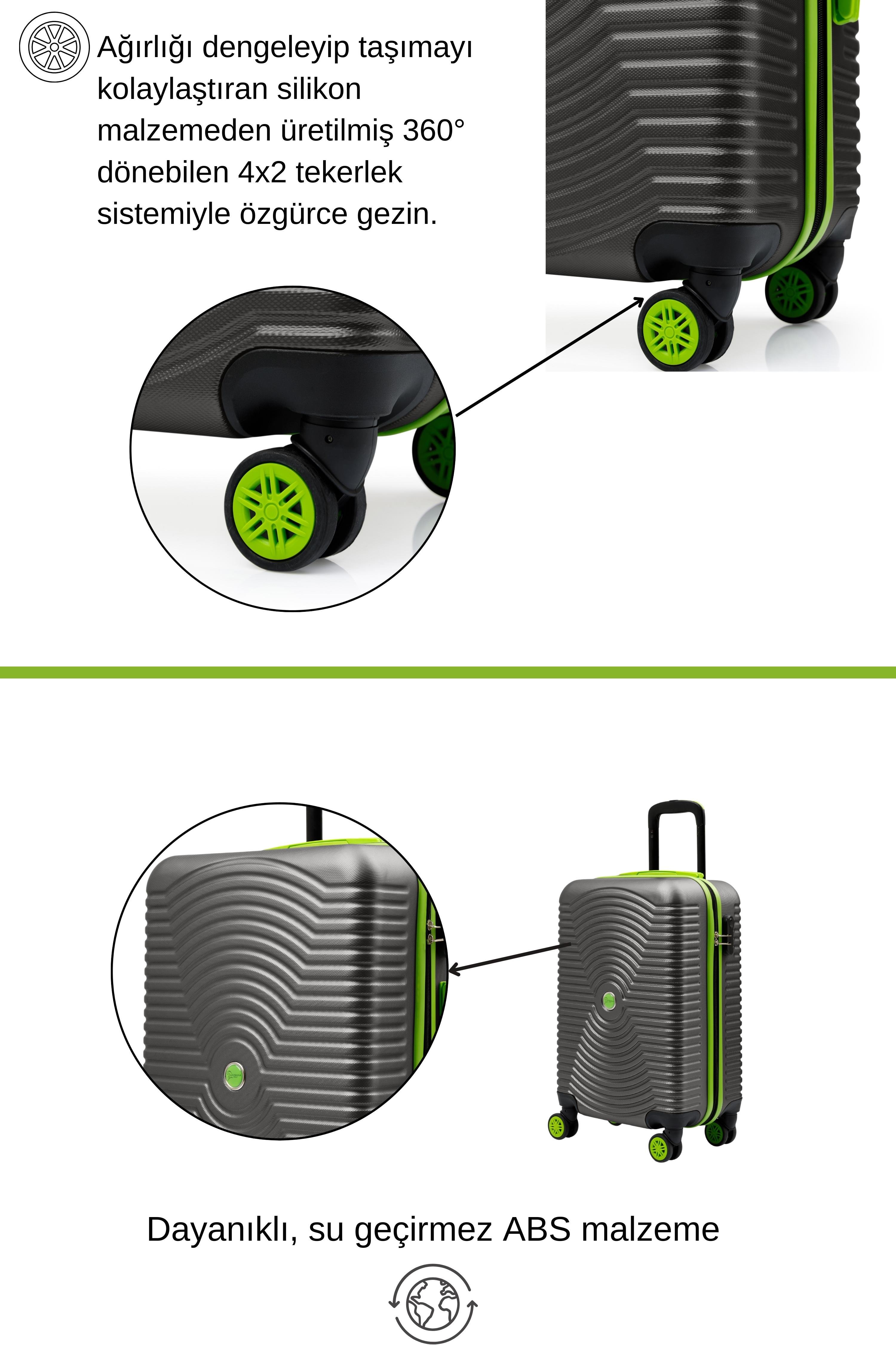 2'li Valiz Seti Orta Boy - Kabin Boy Antrasit 1169