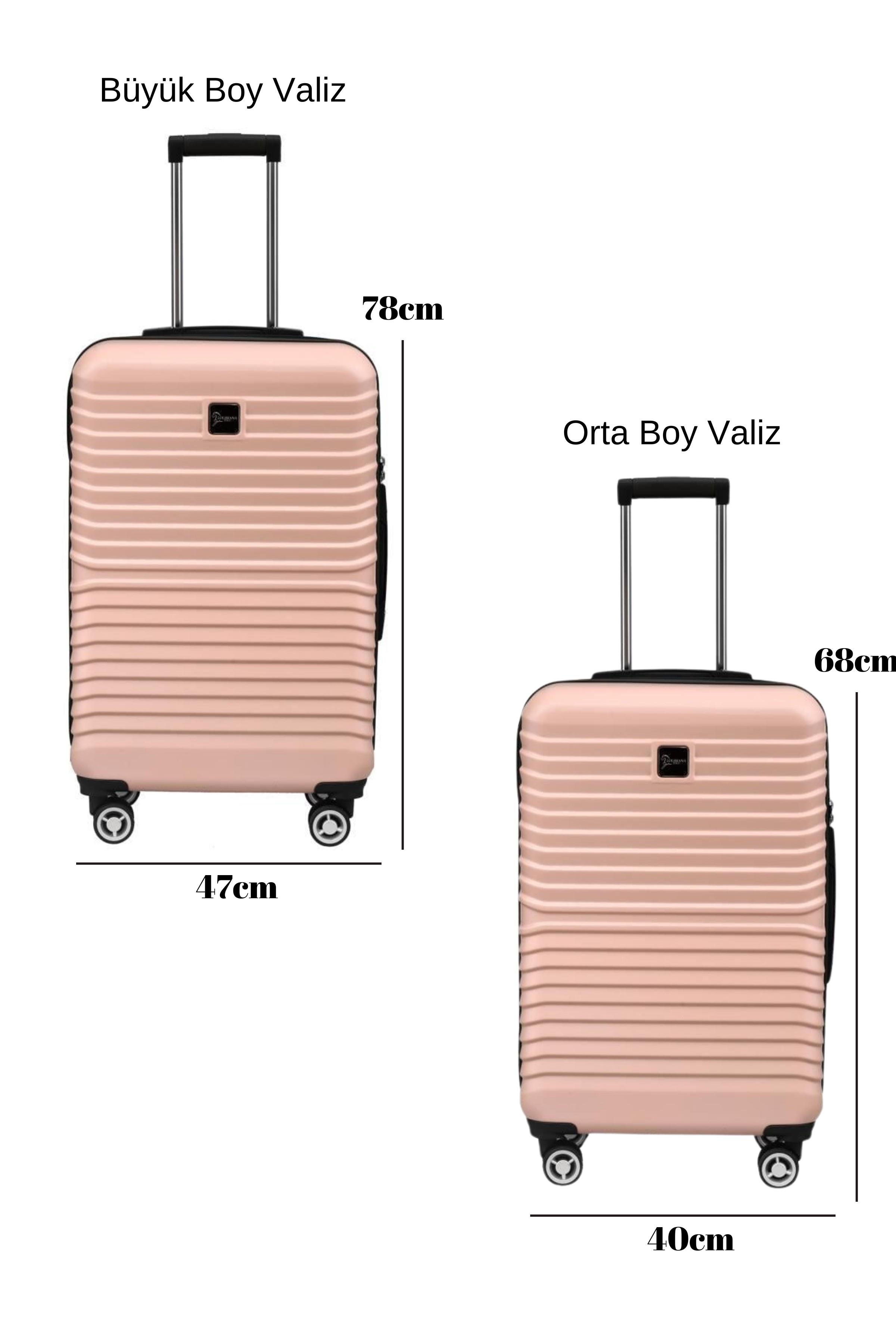 2'li Valiz Seti Polikarbon Büyük Boy – Orta Boy Valiz Pudra 1811