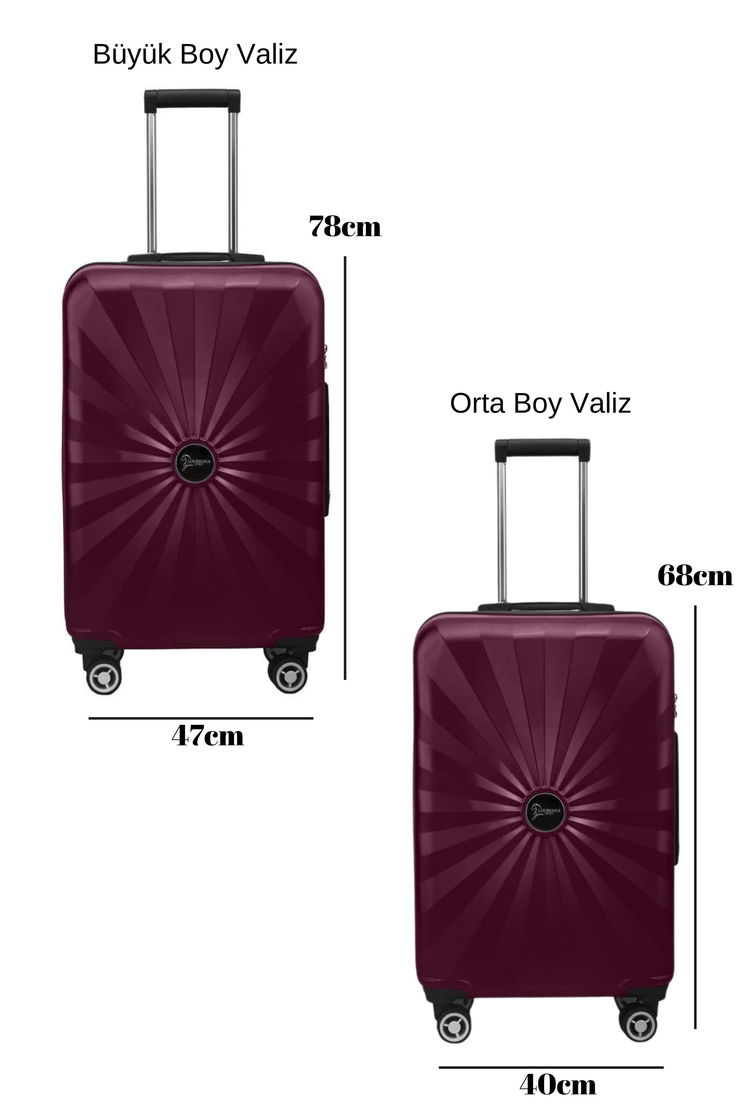 2'li Valiz Seti Polikarbon Büyük Boy – Orta Boy Valiz Bordo 1809