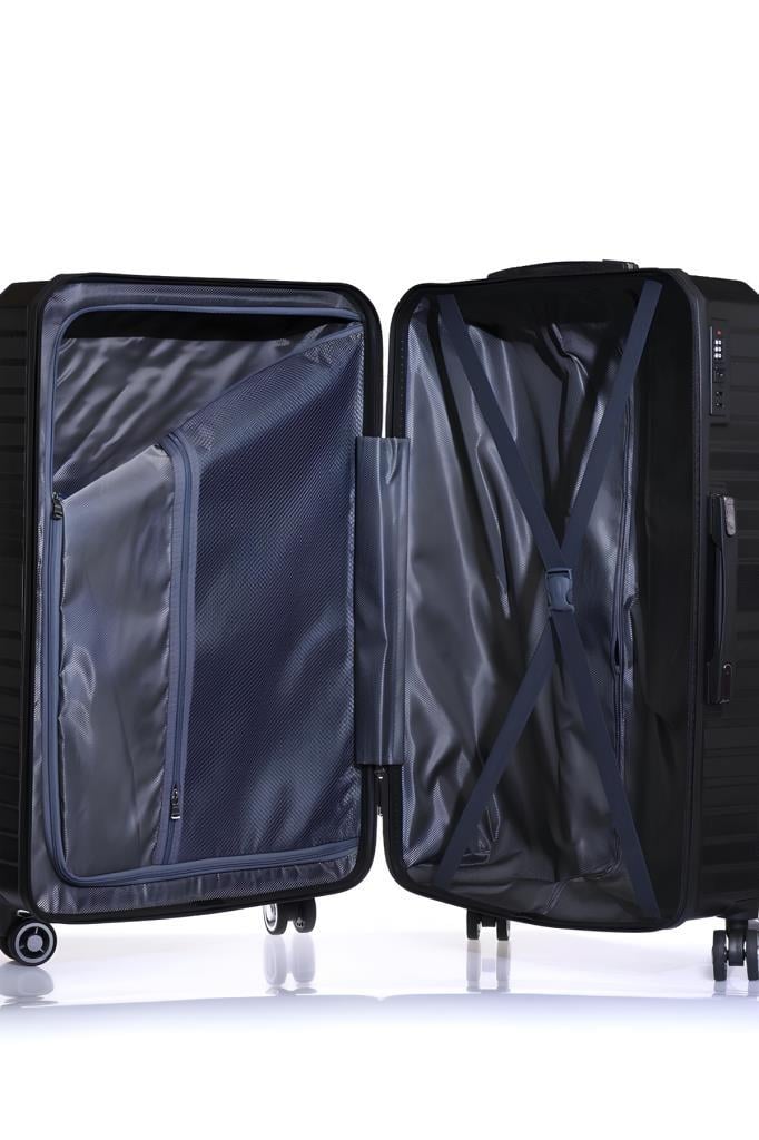 2'li Valiz Seti Polikarbon Büyük Boy – Orta Boy Valiz Siyah 1819