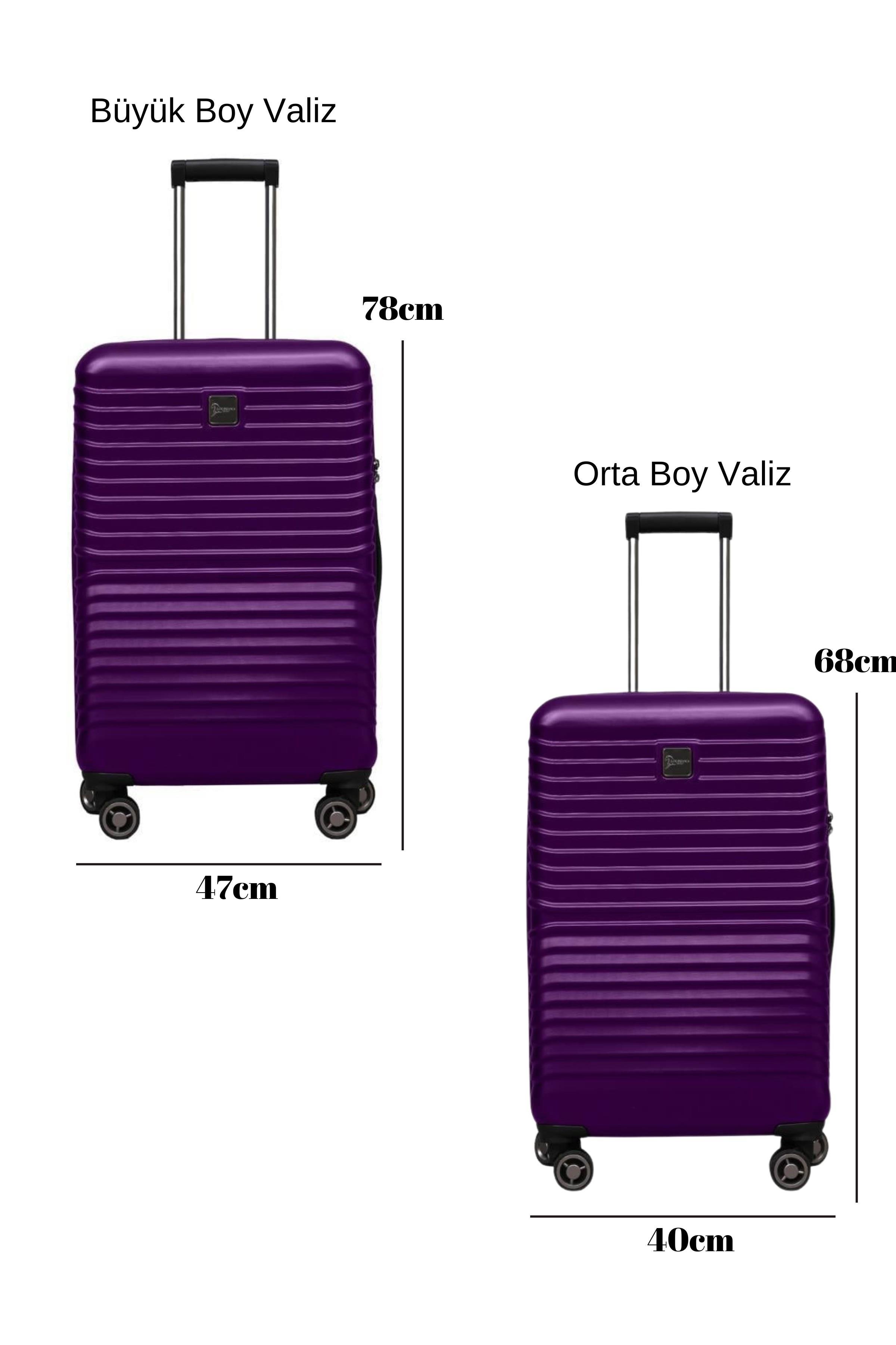 2'li Valiz Seti Polikarbon Büyük Boy – Orta Boy Valiz Mor 1811