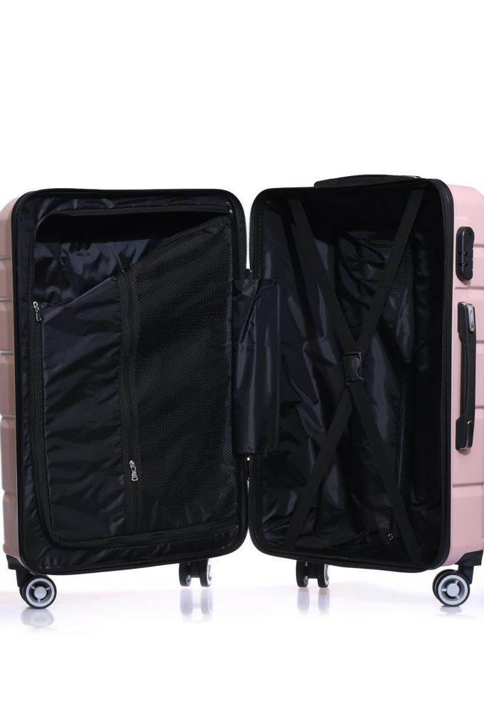2'li Valiz Seti Polikarbon Orta Boy - Kabin Boy Valiz Pudra 1807