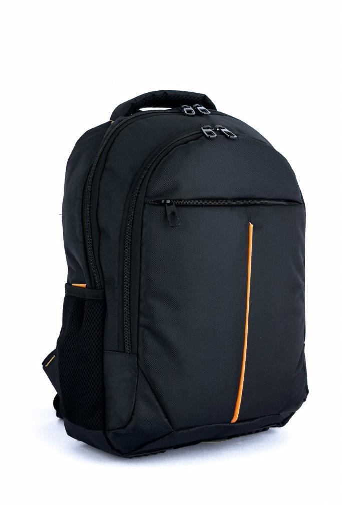 3 Bölmeli Okul Sırt Çantası (Laptop Bölmeli) Siyah-Turuncu 2121