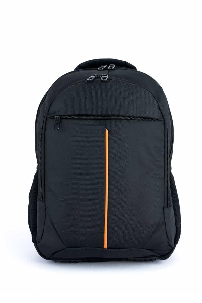 3 Bölmeli Okul Sırt Çantası (Laptop Bölmeli) Siyah-Turuncu 2121
