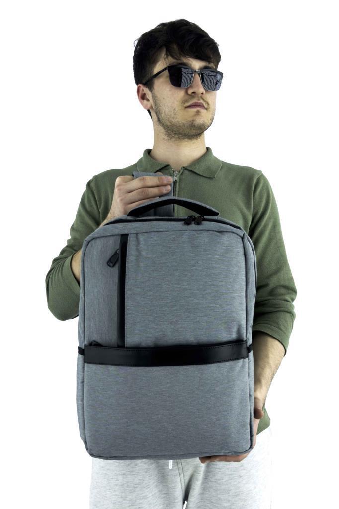 3 Bölmeli Okul Sırt Çantası (Laptop Bölmeli) Gri 2122