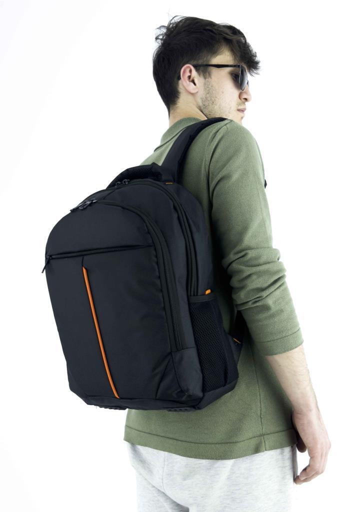 3 Bölmeli Sırt Çantası (Laptop Bölmeli) Siyah-Turuncu 5151