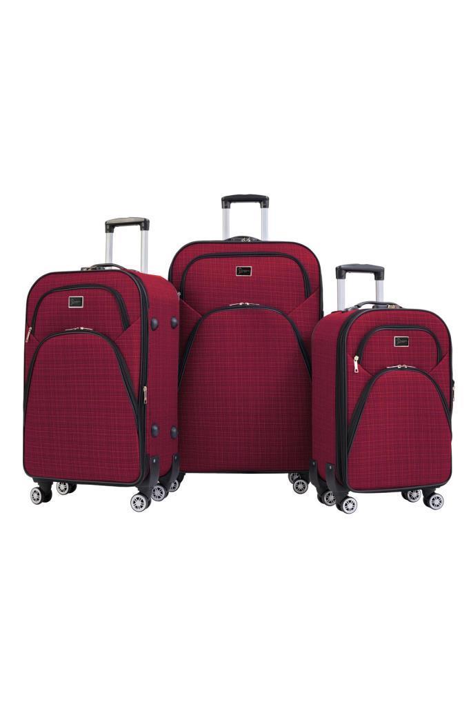3'lü Valiz Seti 4 Teker Kumaş Valiz Bordo 1081