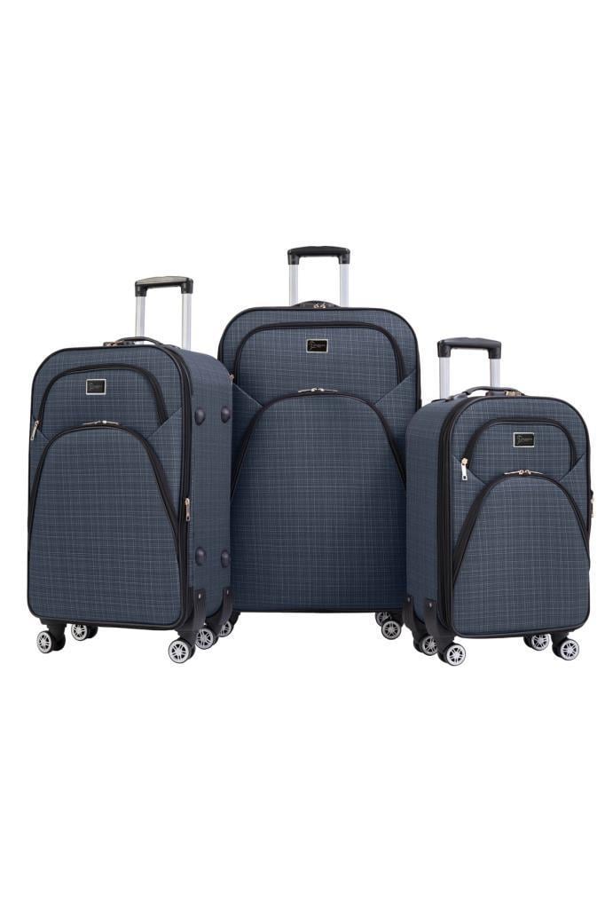 3'lü Valiz Seti 4 Teker Kumaş Valiz Lacivert 1081