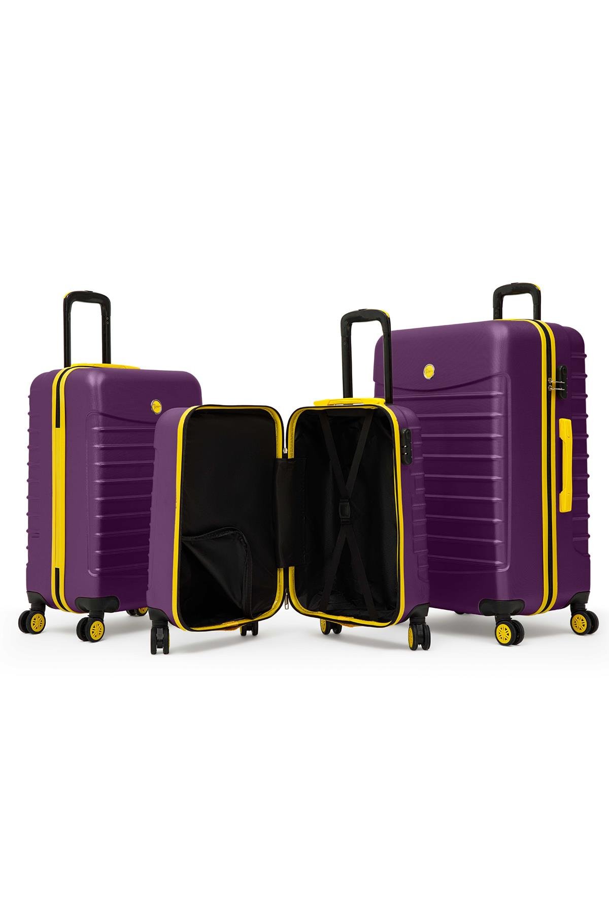 3'lü Valiz Seti Büyük Boy - Orta Boy - Kabin Boy Mor 1168