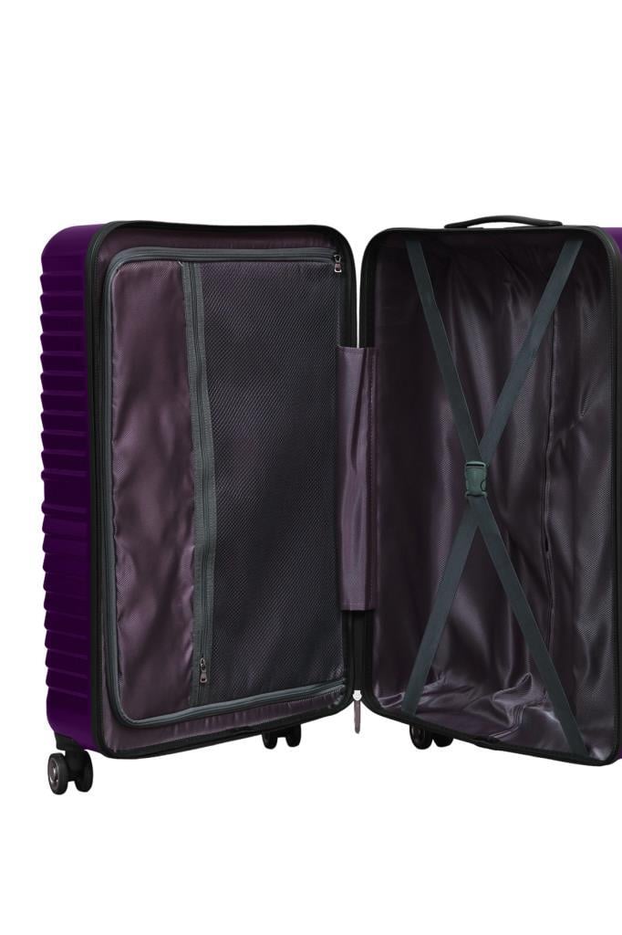 3'lü Valiz Seti Polikarbon Valiz 4x2 Teker Mor 1811