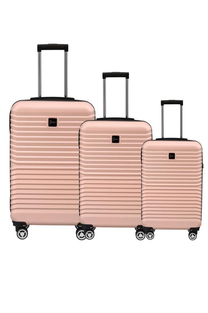 3'lü Valiz Seti Polikarbon Valiz 4x2 Teker Pudra 1811