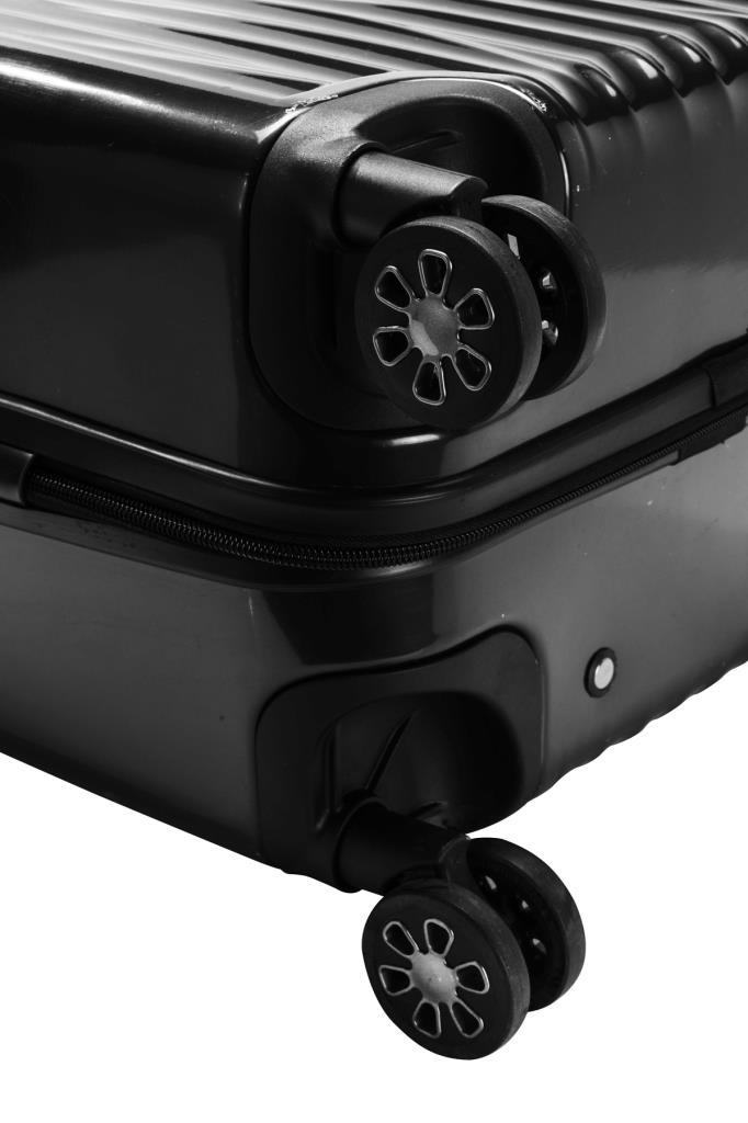 3'lü Valiz Seti Polikarbon Valiz 4x2 Teker Siyah 1815