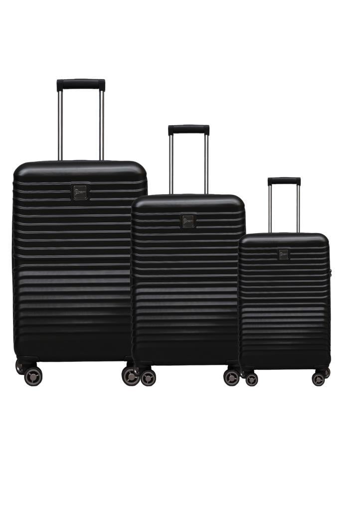 3'lü Valiz Seti Polikarbon Valiz 4x2 Teker Siyah 1811