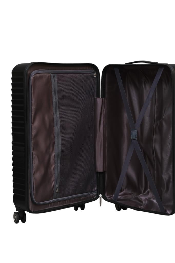 3'lü Valiz Seti Polikarbon Valiz 4x2 Teker Siyah 1811