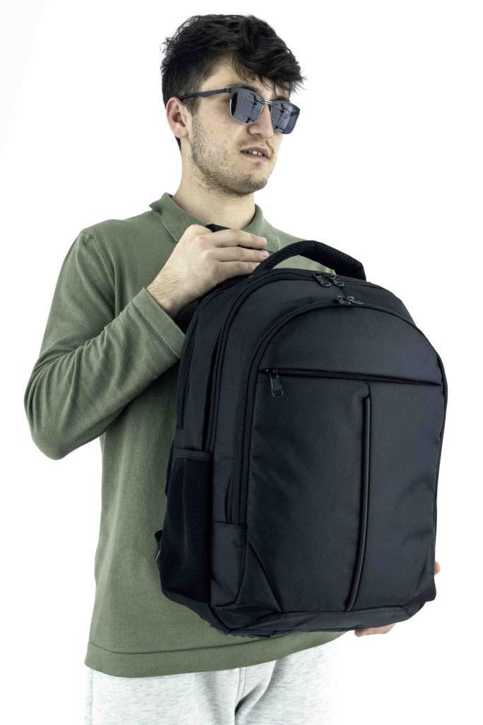 4 Bölmeli Okul Sırt Çantası (Laptop Bölmeli) Siyah 2120