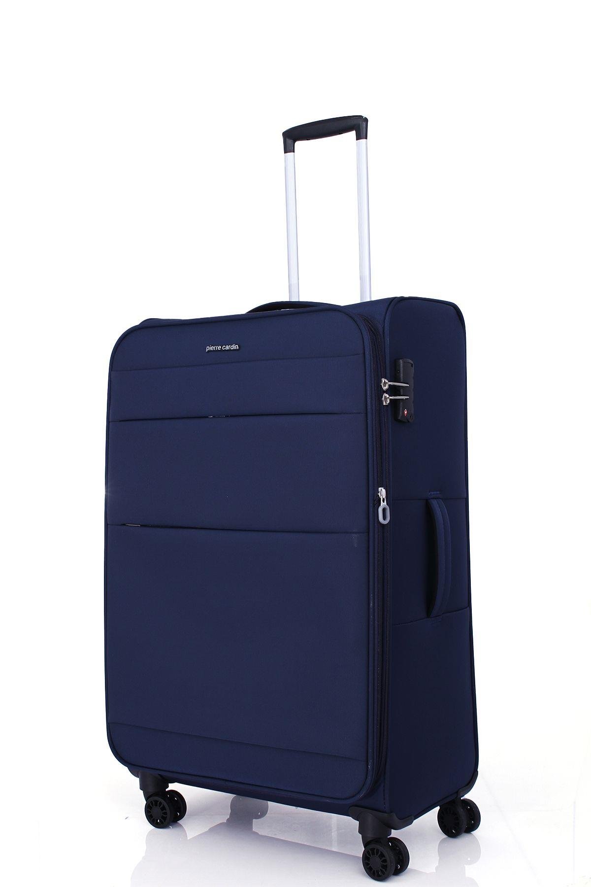 4200 3'LÜ SET Ultra Light Hafif Lüx Kumaş Tekerlekli Valiz Lacivert
