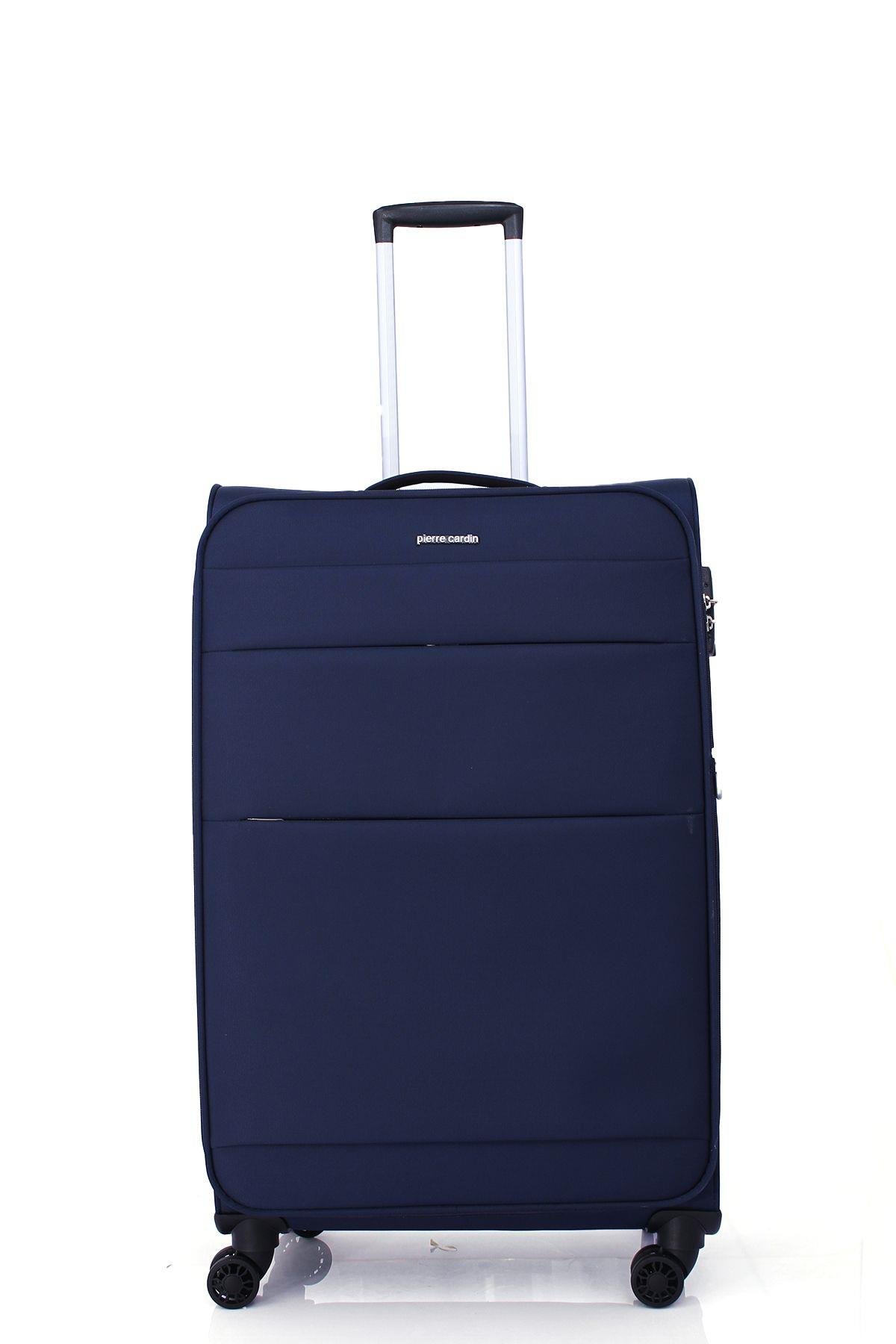 4200 3'LÜ SET Ultra Light Hafif Lüx Kumaş Tekerlekli Valiz Lacivert