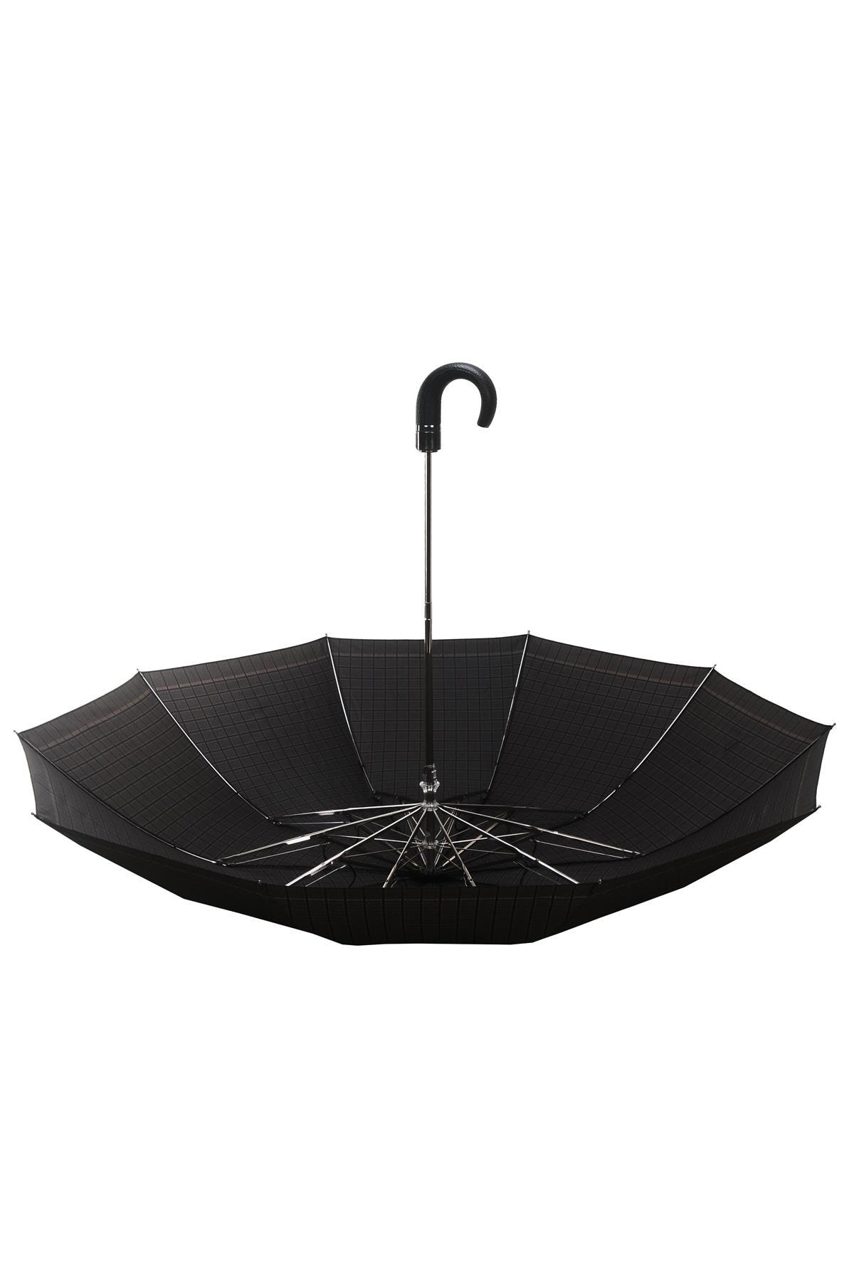 April Baston Saplı Lüx Şemsiye Yarı Otomatik Mini Kare Kahve 228-GL