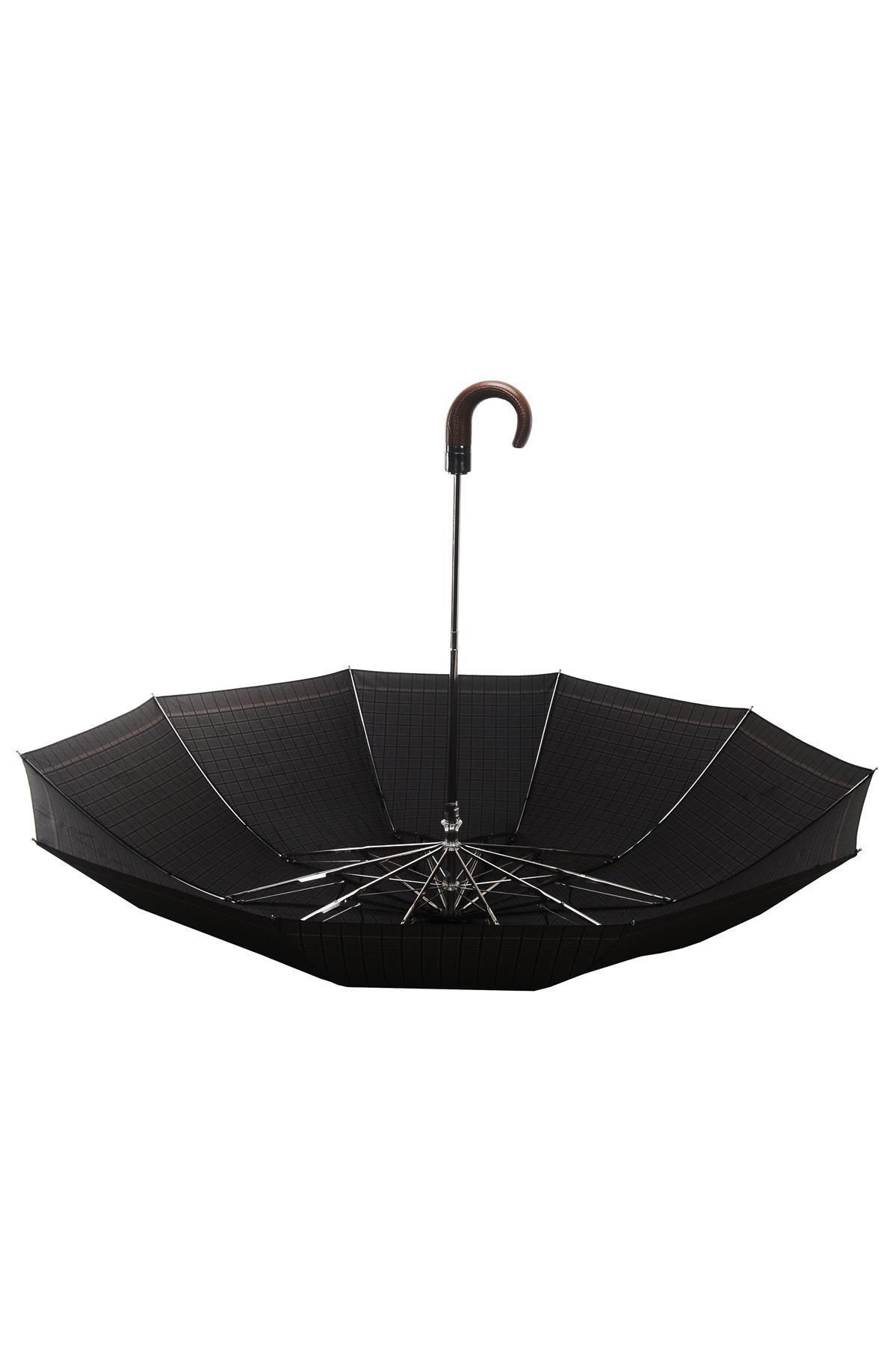 April Baston Saplı Lüx Şemsiye Yarı Otomatik Mini Kare Kahve 228-GL