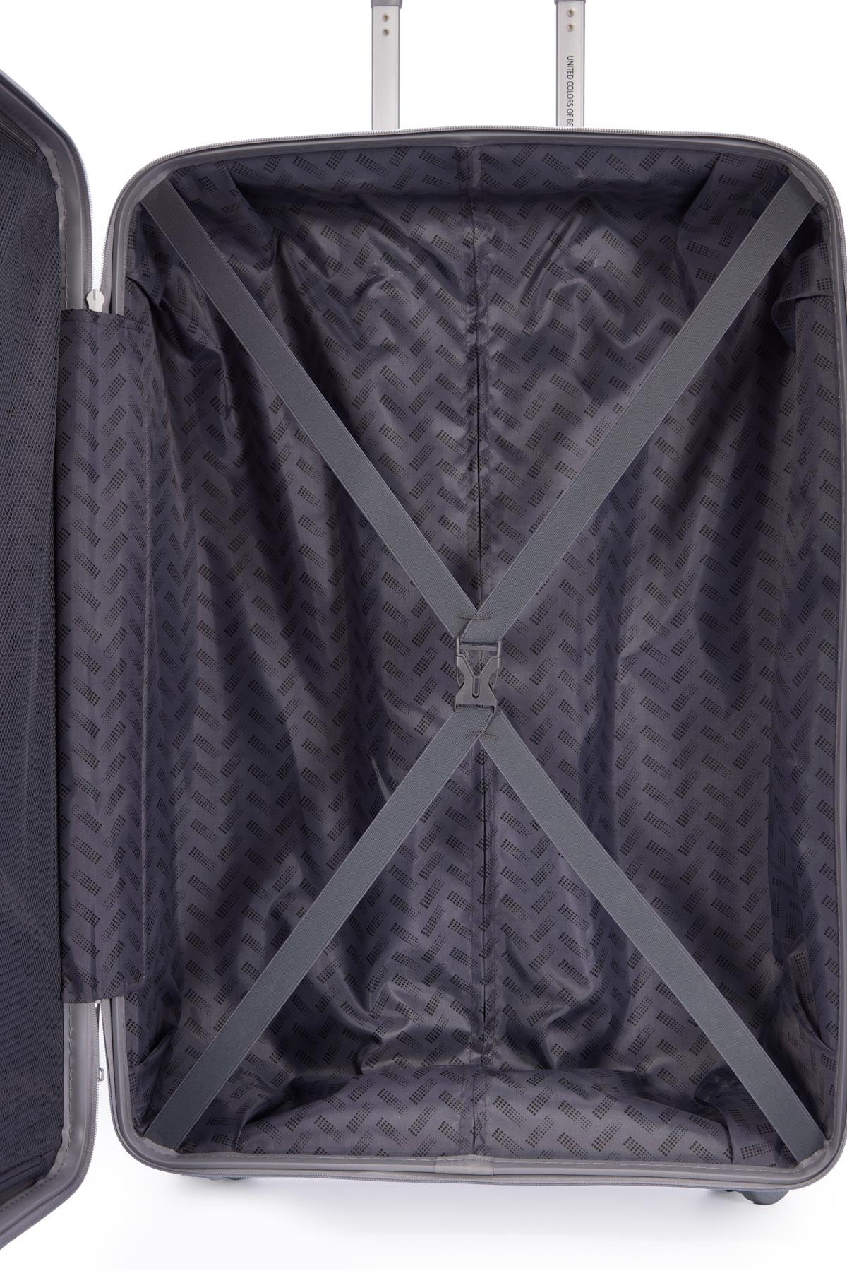 Benetton 2'li Set Büyük Ve Kabin Boy %100 Polipropilen Valiz Açık Gri 14Bnt8001