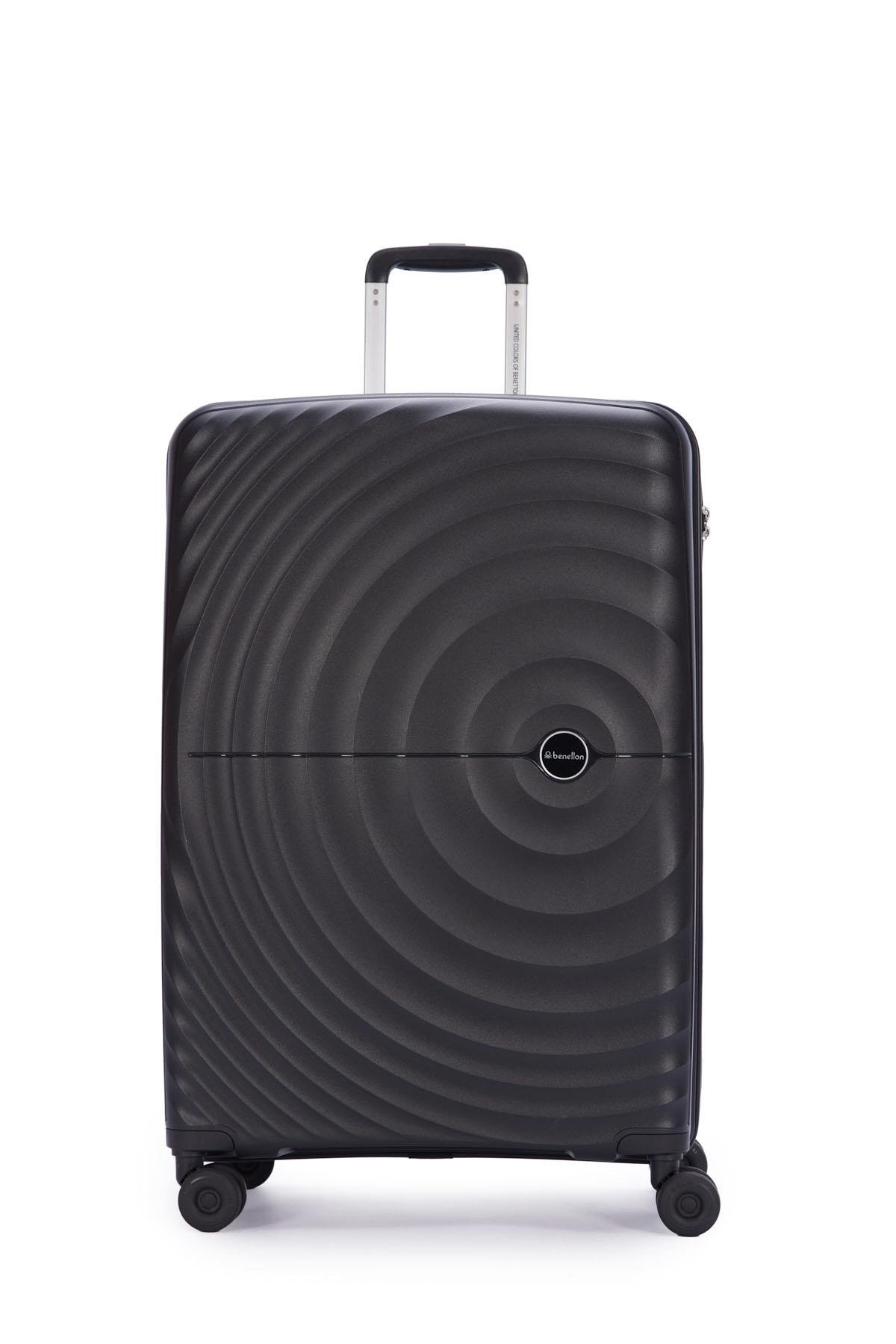 Benetton 2'li Set Büyük Ve Kabin Boy %100 Polipropilen Valiz Siyah 14Bnt8002