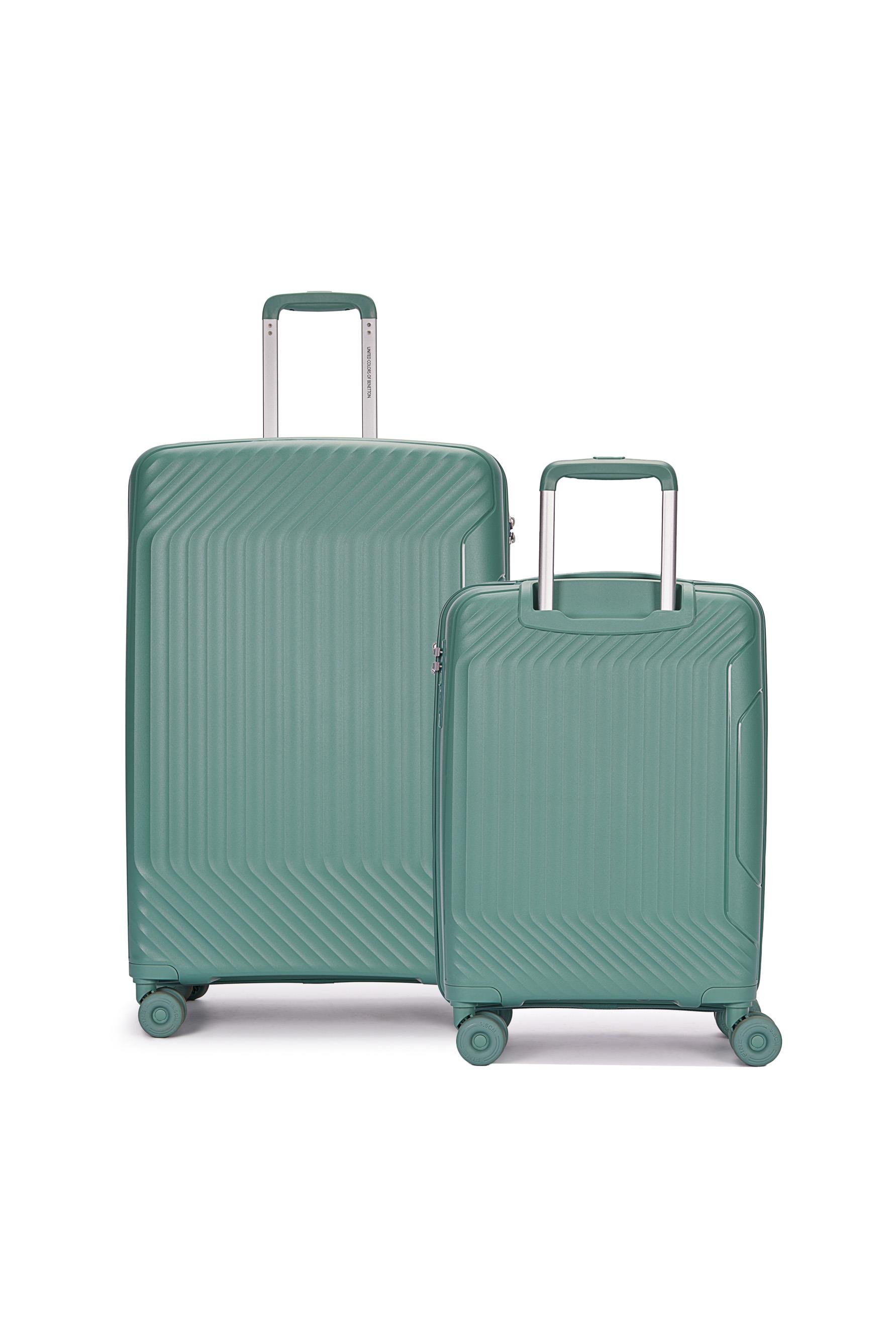 Benetton 2'li Set Büyük Ve Kabin Boy %100 Polipropilen Valiz Yeşil 14Bnt8001