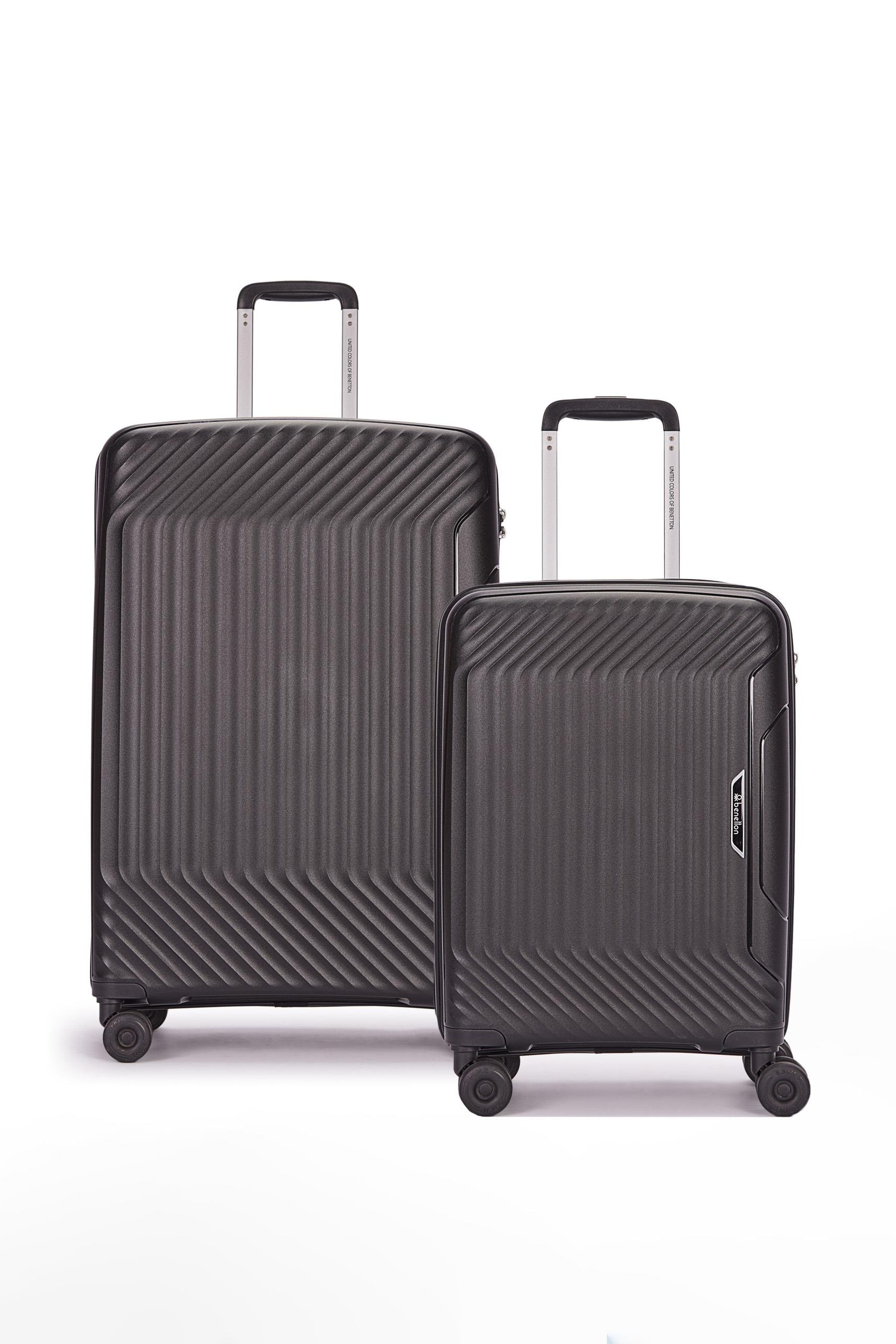 Benetton 2'li Set Büyük Ve Kabin Boy %100 Polipropilen Valiz Siyah 14Bnt8001