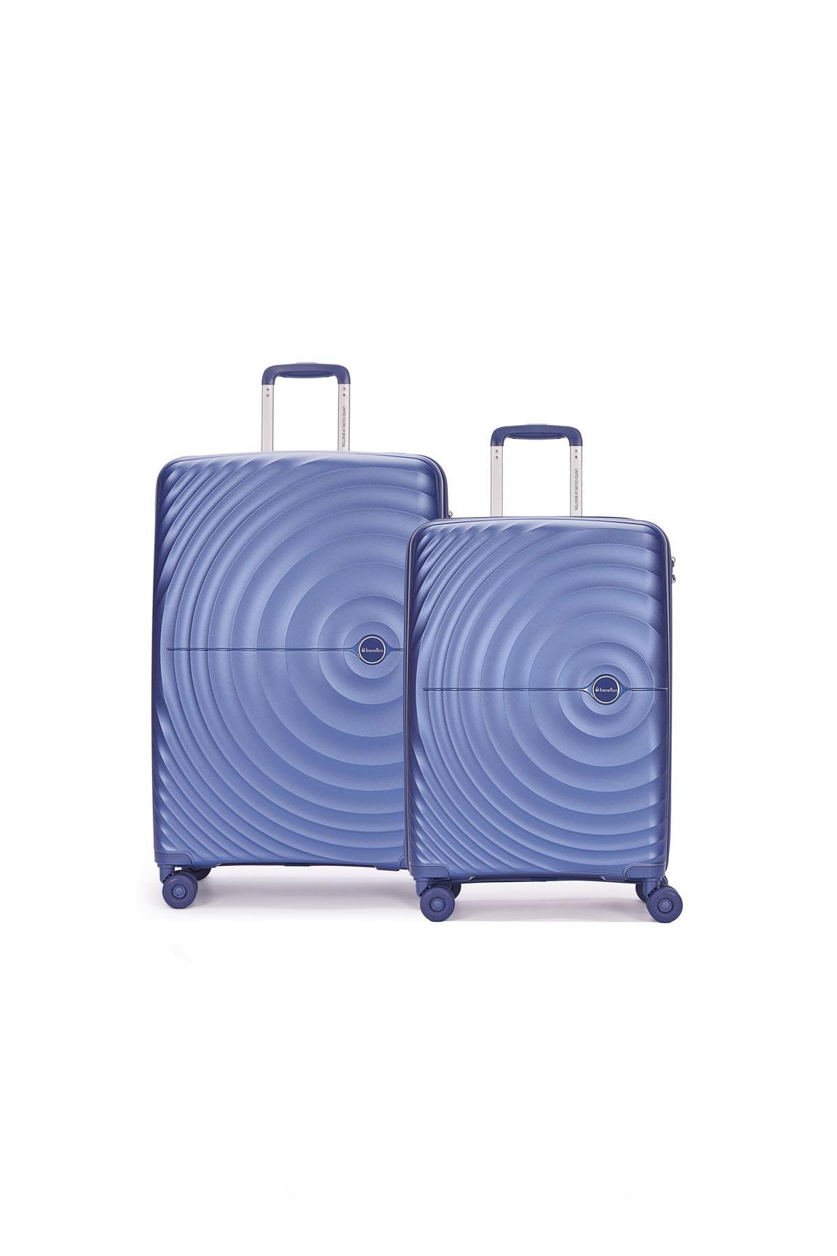 Benetton 2'li Set Büyük Ve Orta Boy %100 Polipropilen Valiz Mavi 14Bnt8002