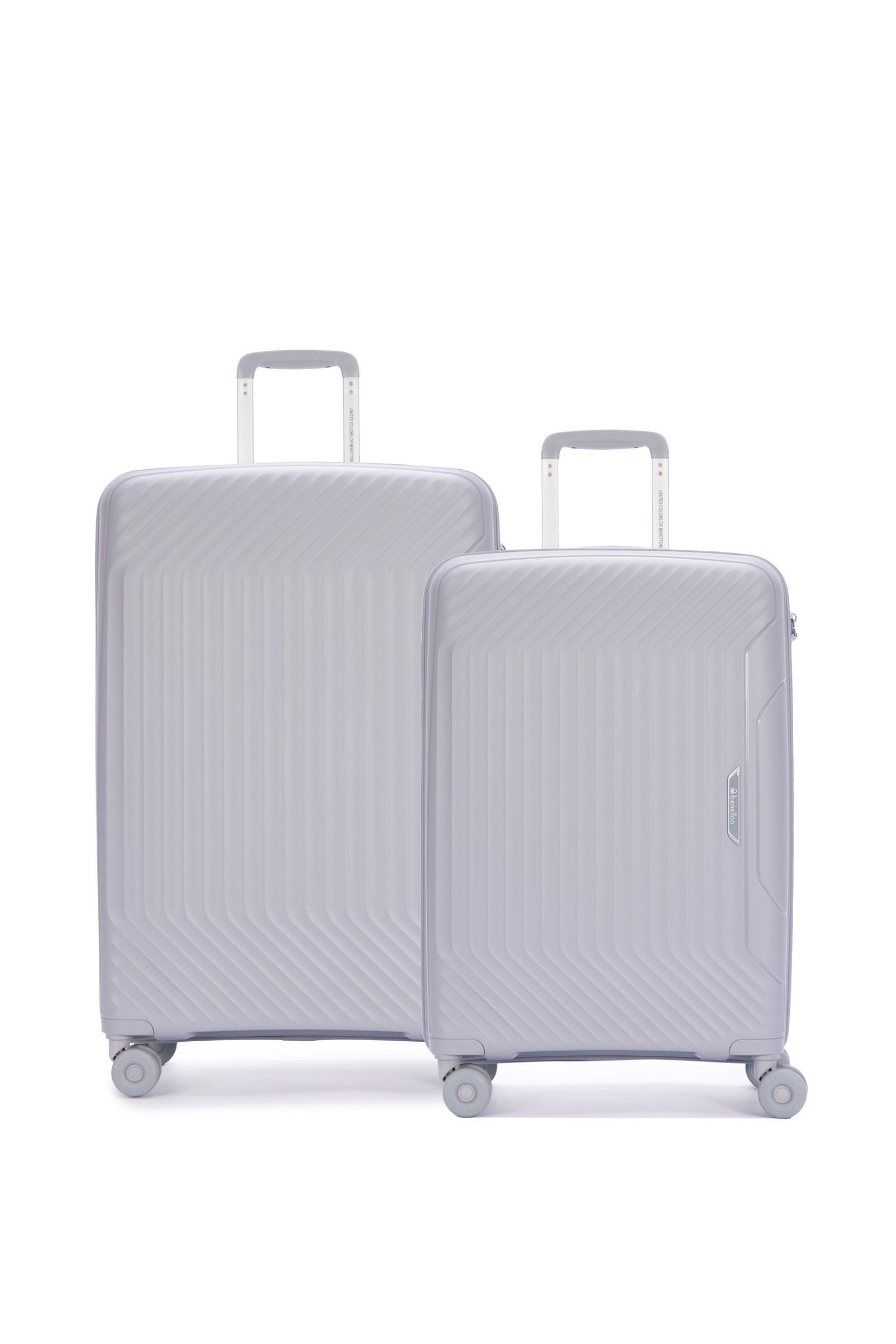 Benetton 2'li Set Büyük Ve Orta Boy %100 Polipropilen Valiz Açık Gri 14Bnt8001