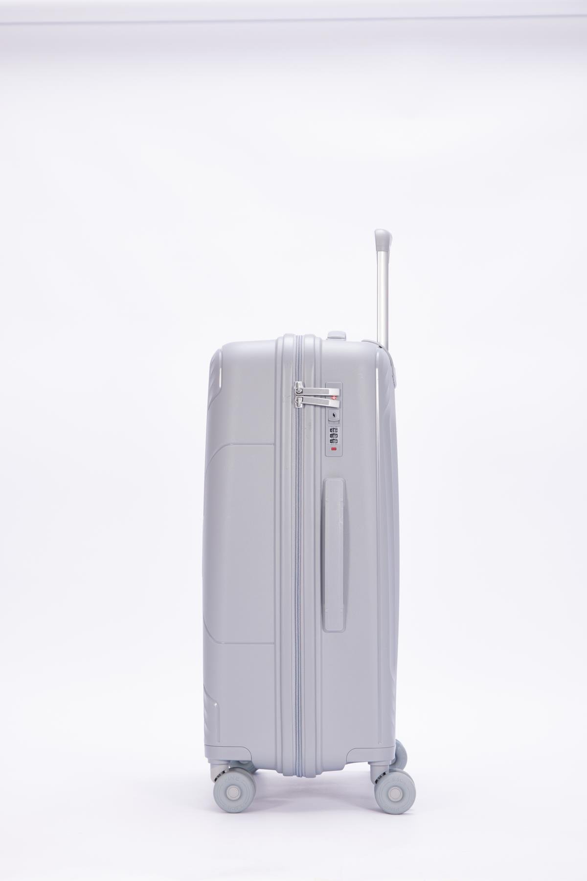 Benetton 2'li Set Orta Ve Kabin Boy %100 Polipropilen Valiz Açık Gri 14Bnt8001