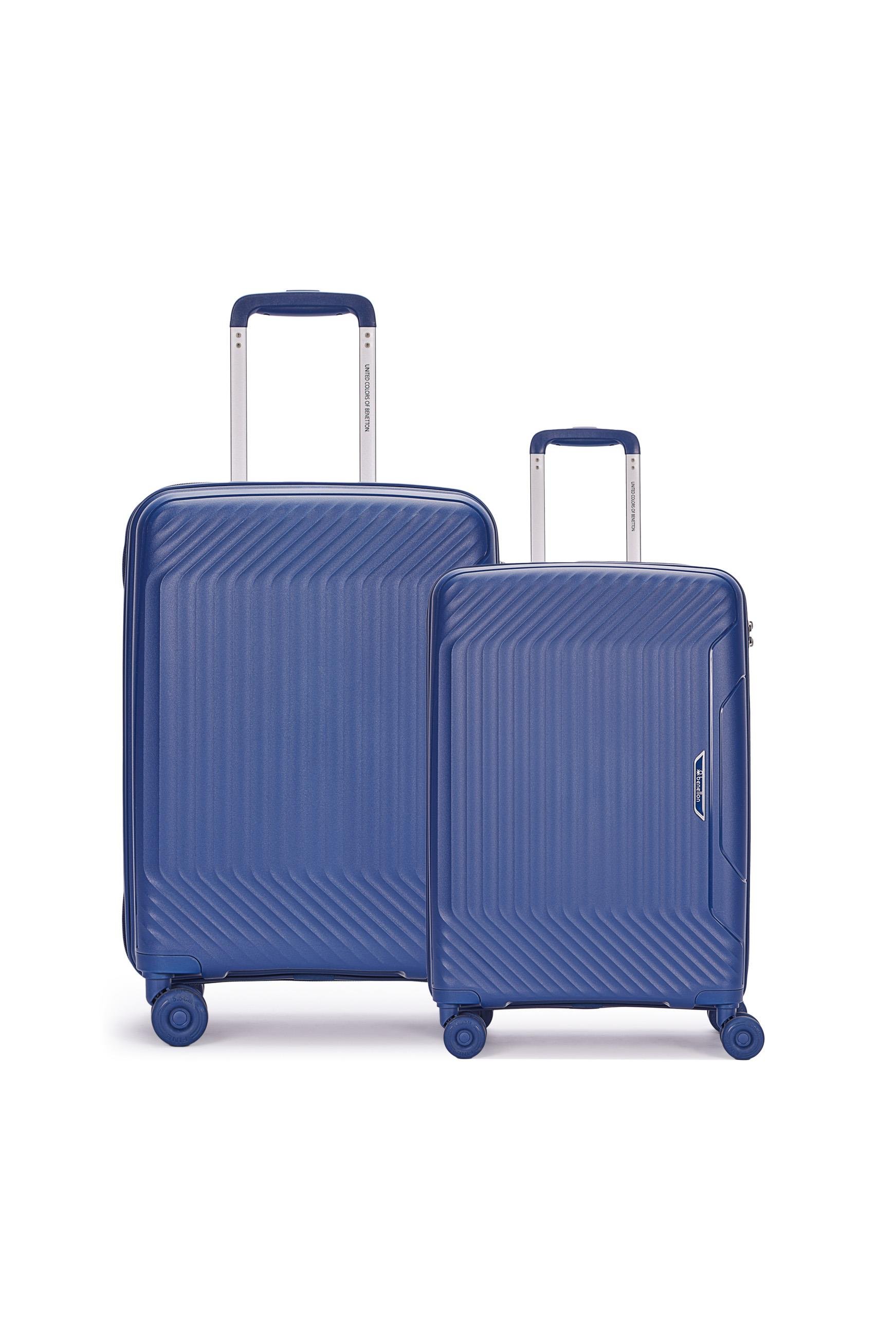 Benetton 2'li Set Orta Ve Kabin Boy %100 Polipropilen Valiz Koyu Mavi 14Bnt8001