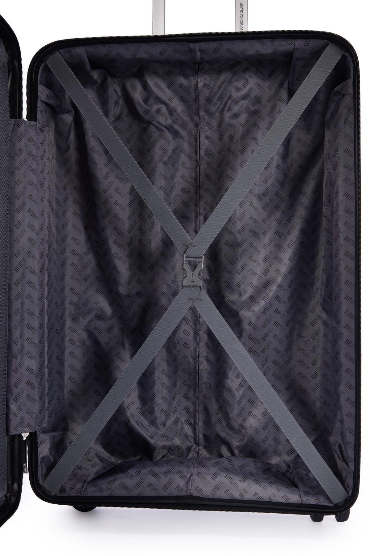 Benetton 2'li Set Orta Ve Kabin Boy %100 Polipropilen Valiz Siyah 14Bnt8002