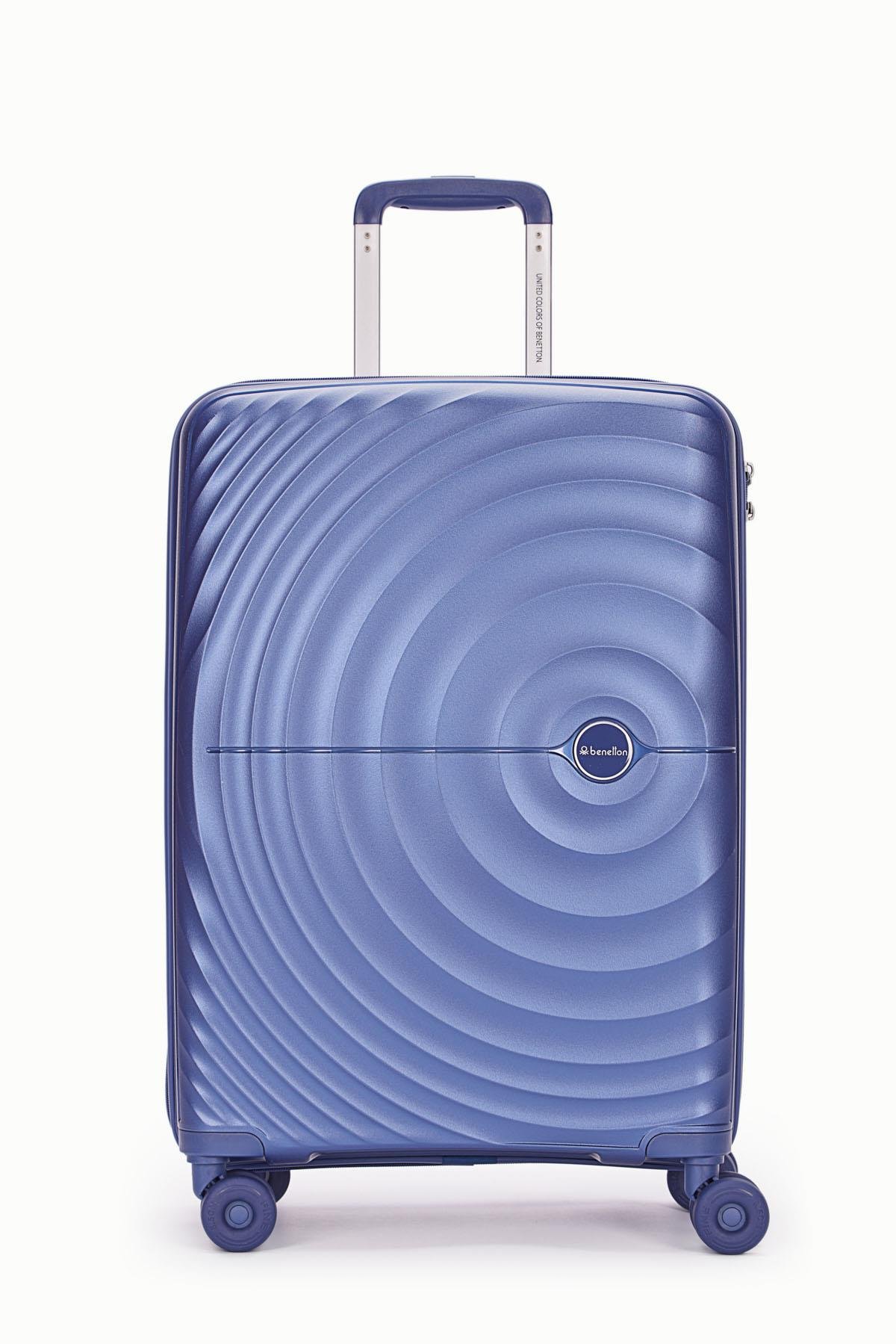 Benetton 2'li Set Orta Ve Kabin Boy %100 Polipropilen Valiz Mavi 14Bnt8002