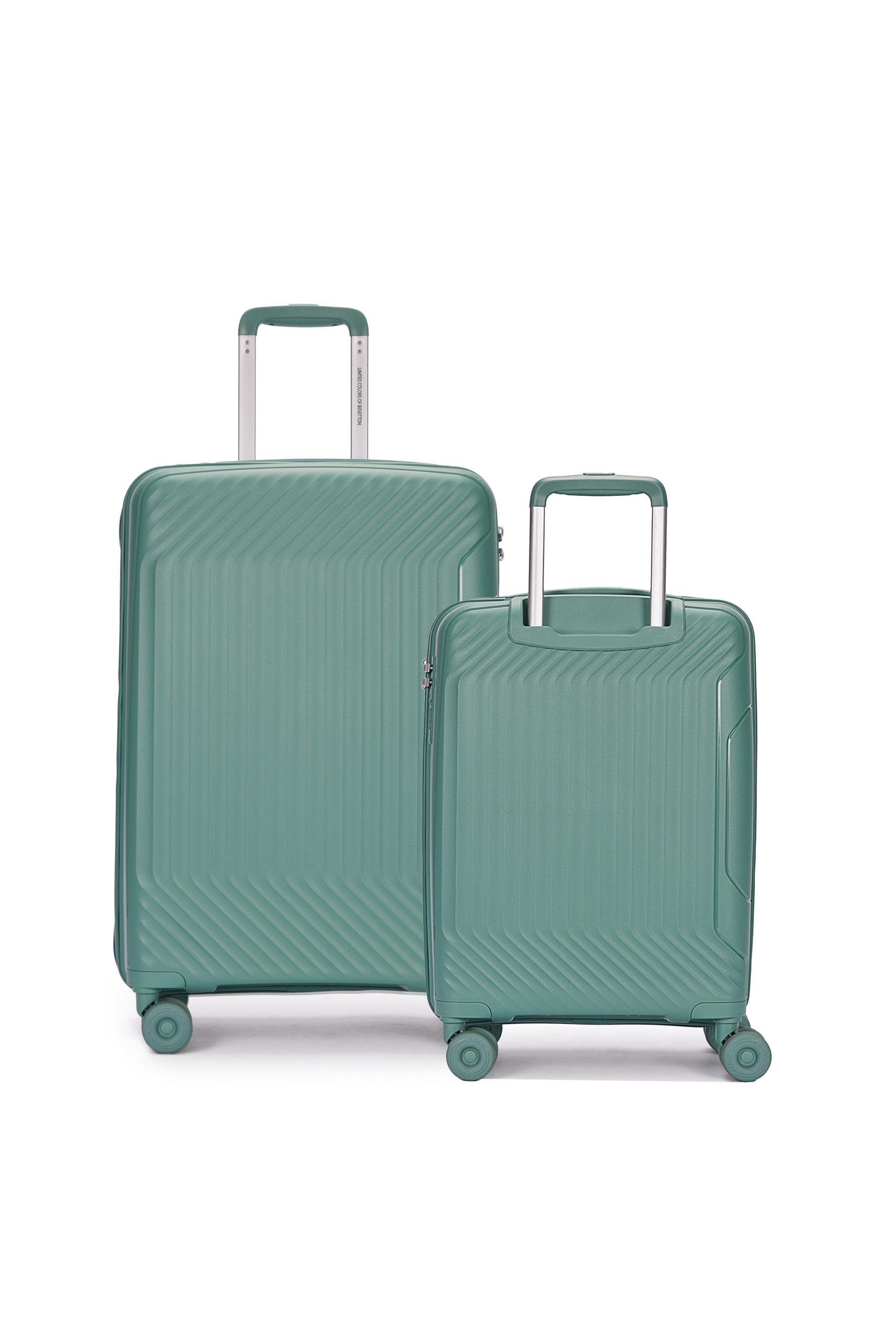 Benetton 2'li Set Orta Ve Kabin Boy %100 Polipropilen Valiz Yeşil 14Bnt8001