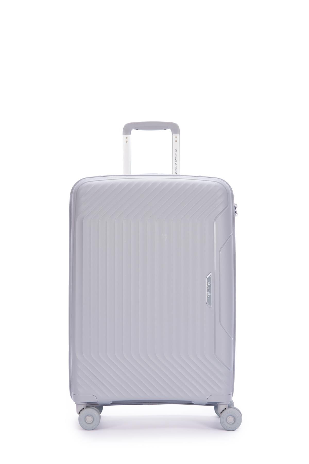 Benetton 2'li Set Orta Ve Kabin Boy %100 Polipropilen Valiz Açık Gri 14Bnt8001