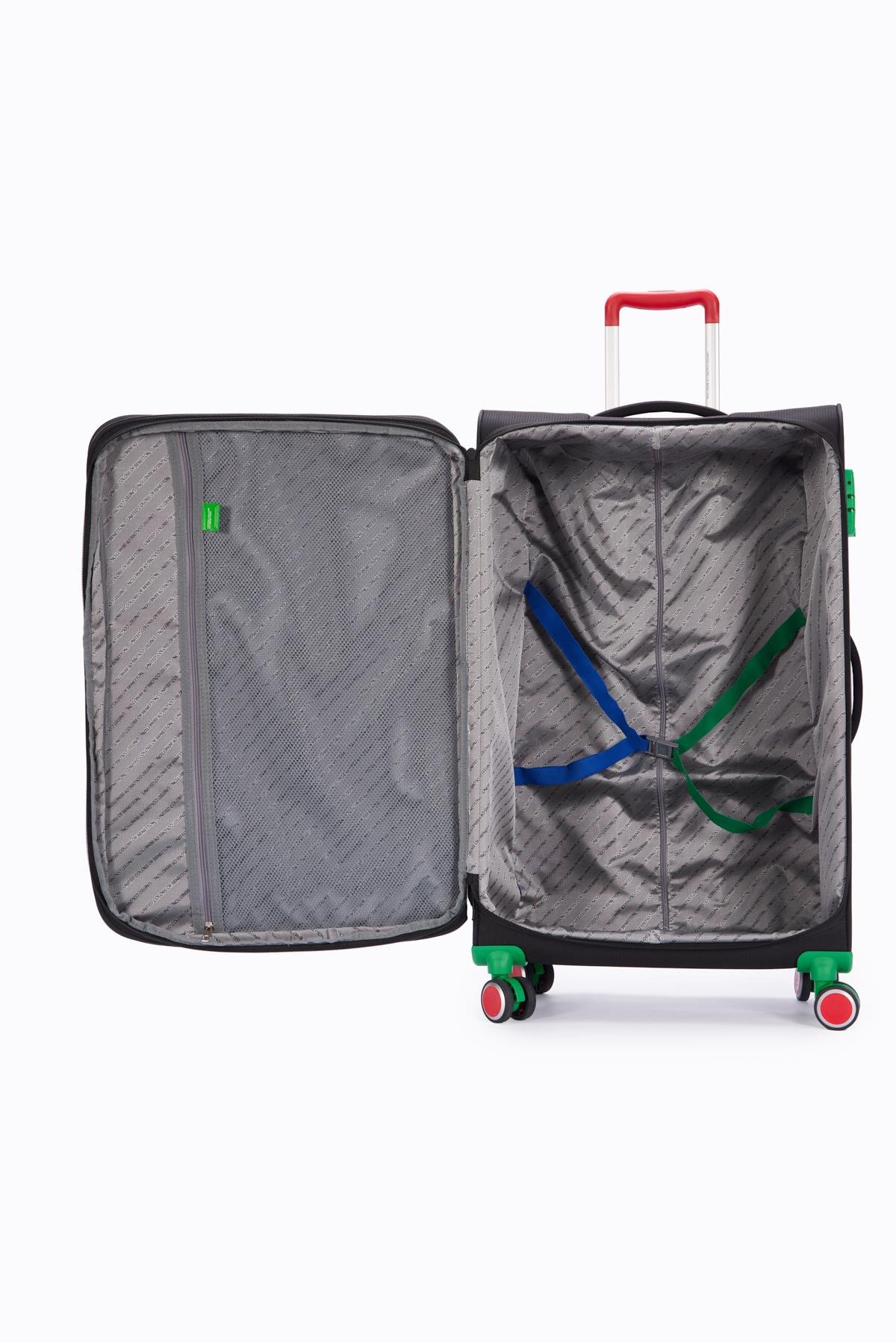 Benetton 2'li Valiz Seti Büyük Ve Orta Boy Lüx Kumaş Valiz Siyah Bnt2800