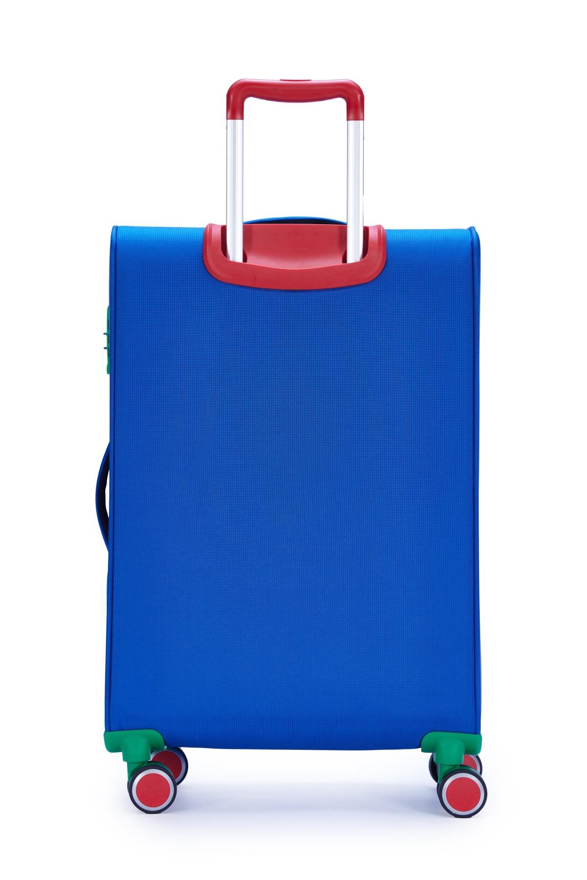 Benetton 2'li Valiz Seti Orta Ve Kabin Boy Lüx Kumaş Valiz Mavi Bnt2800