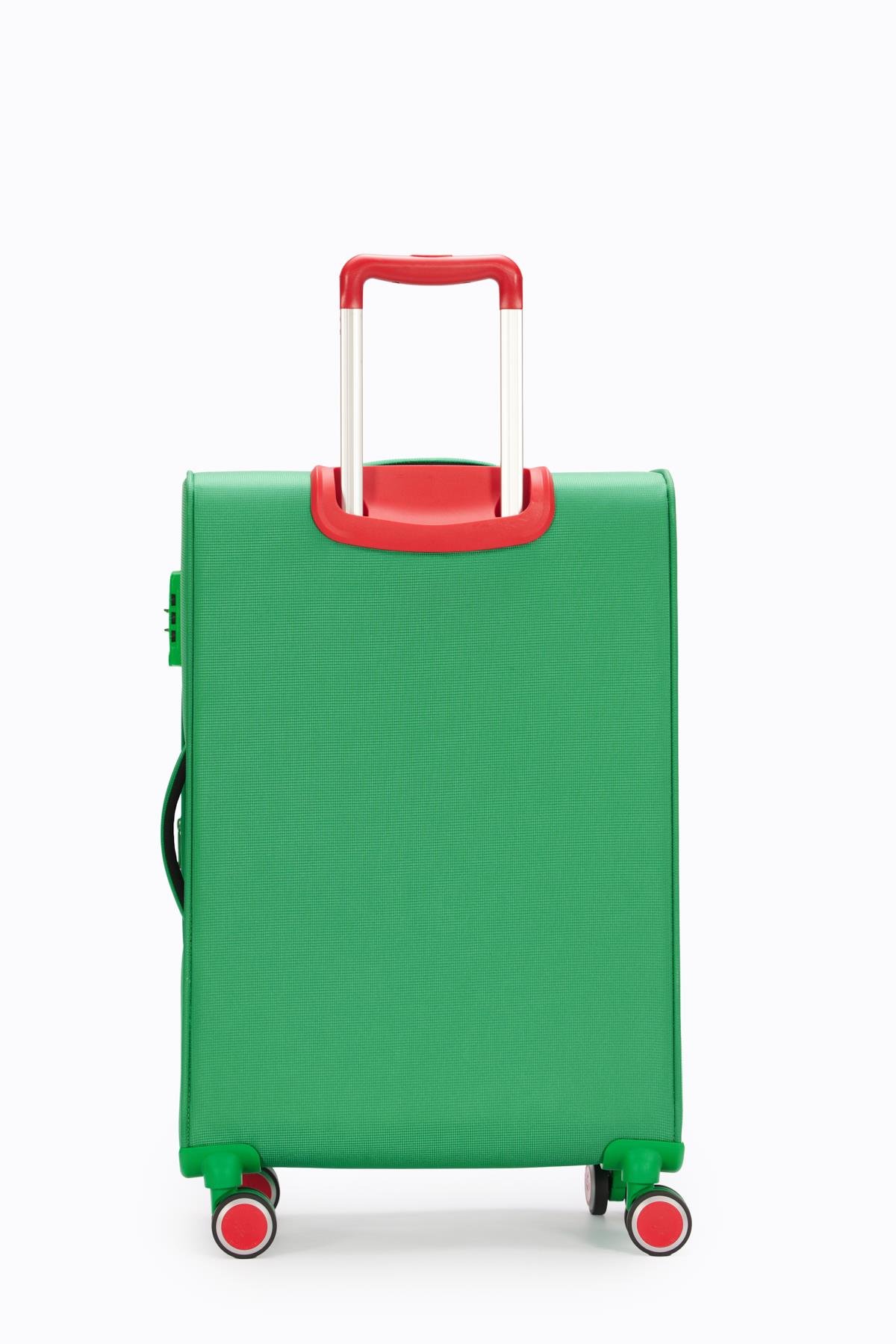 Benetton 2'li Valiz Seti Orta Ve Kabin Boy Lüx Kumaş Valiz Yeşil Bnt2800