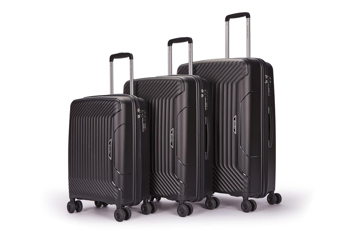 Benetton 3'lü Set Büyük Orta Ve Kabin Boy %100 Polipropilen Valiz Siyah 14Bnt8001