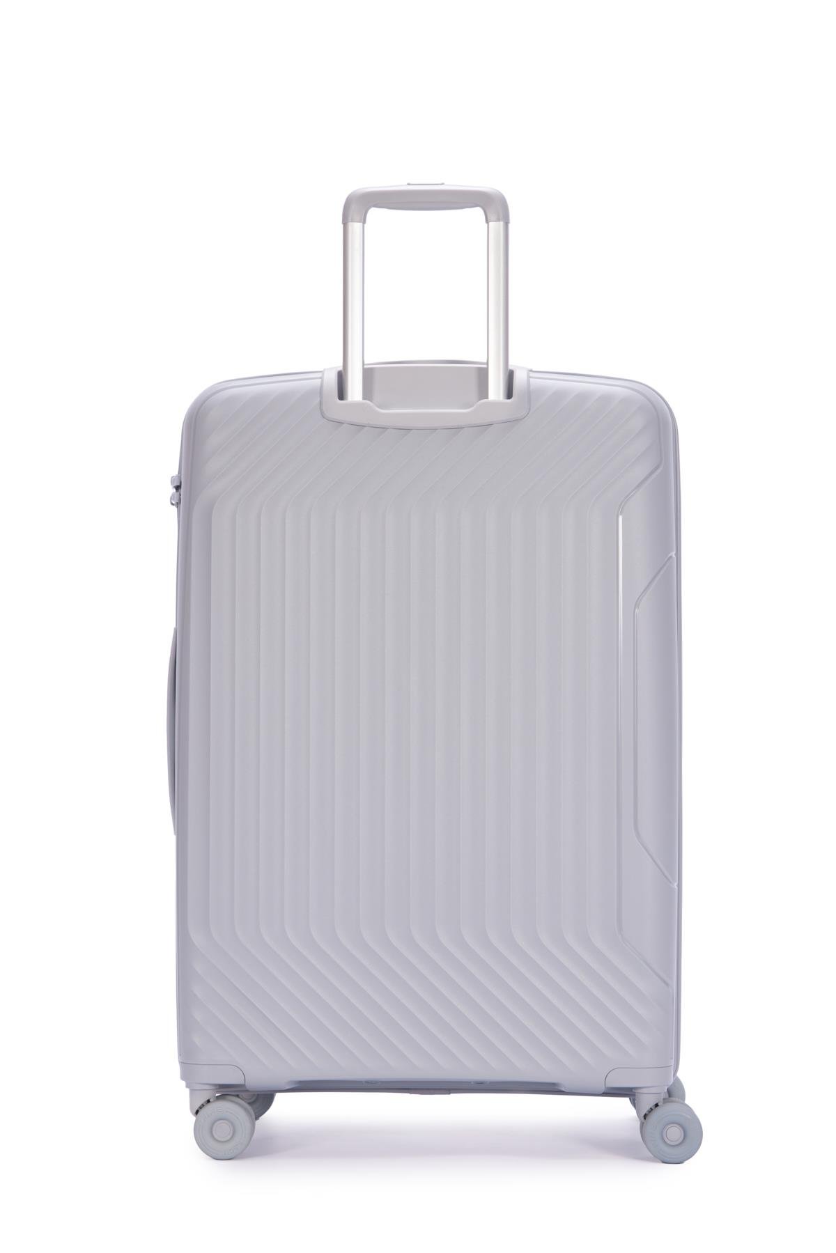 Benetton 3'lü Set Büyük Orta Ve Kabin Boy %100 Polipropilen Valiz Açık Gri 14Bnt8001