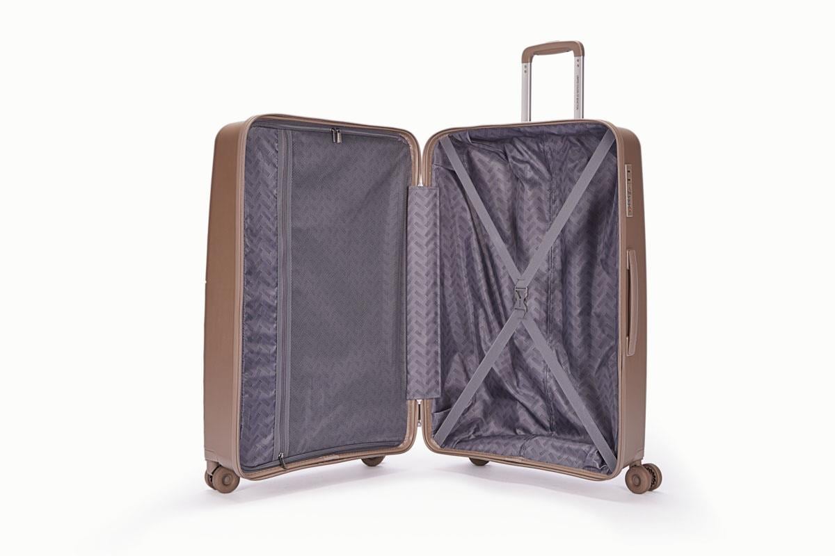 Benetton 3'lü Valiz Set Büyük Orta Ve Kabin Boy %100 Polipropilen Şampanya 14Bnt8002