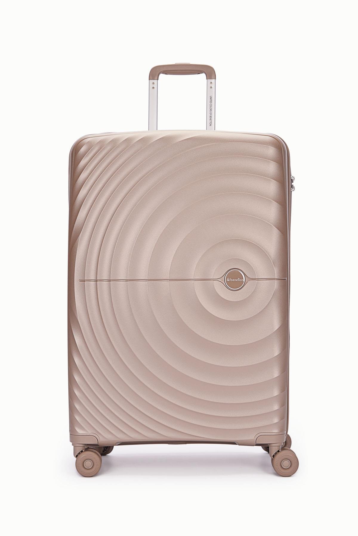 Benetton 3'lü Valiz Set Büyük Orta Ve Kabin Boy %100 Polipropilen Şampanya 14Bnt8002