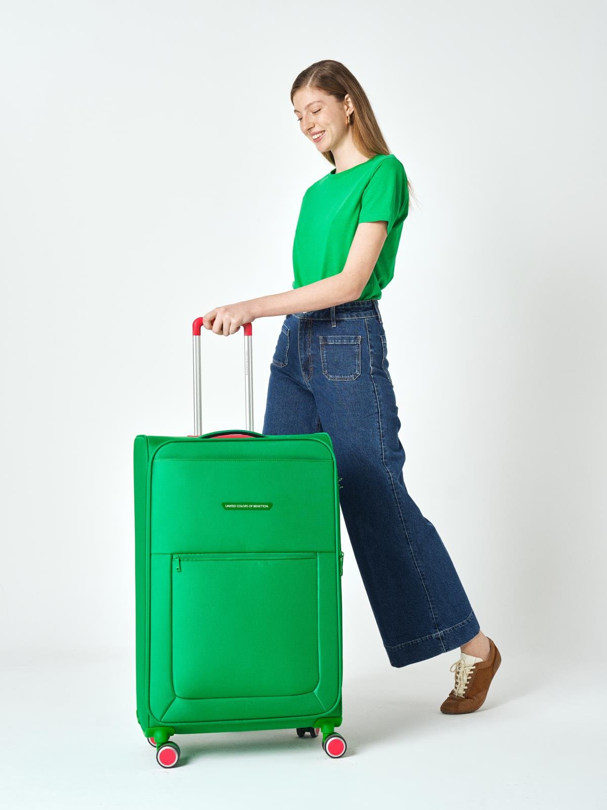 Benetton 3'lü Valiz Seti Lüx Kumaş Valiz Yeşil Bnt2800