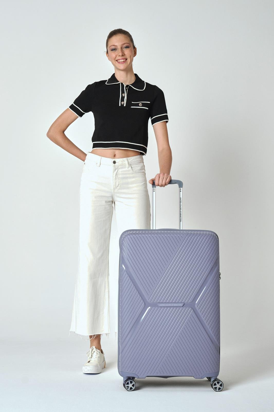 Benetton Büyük Boy %100 Polipropilen Valiz Gri Bnt3000