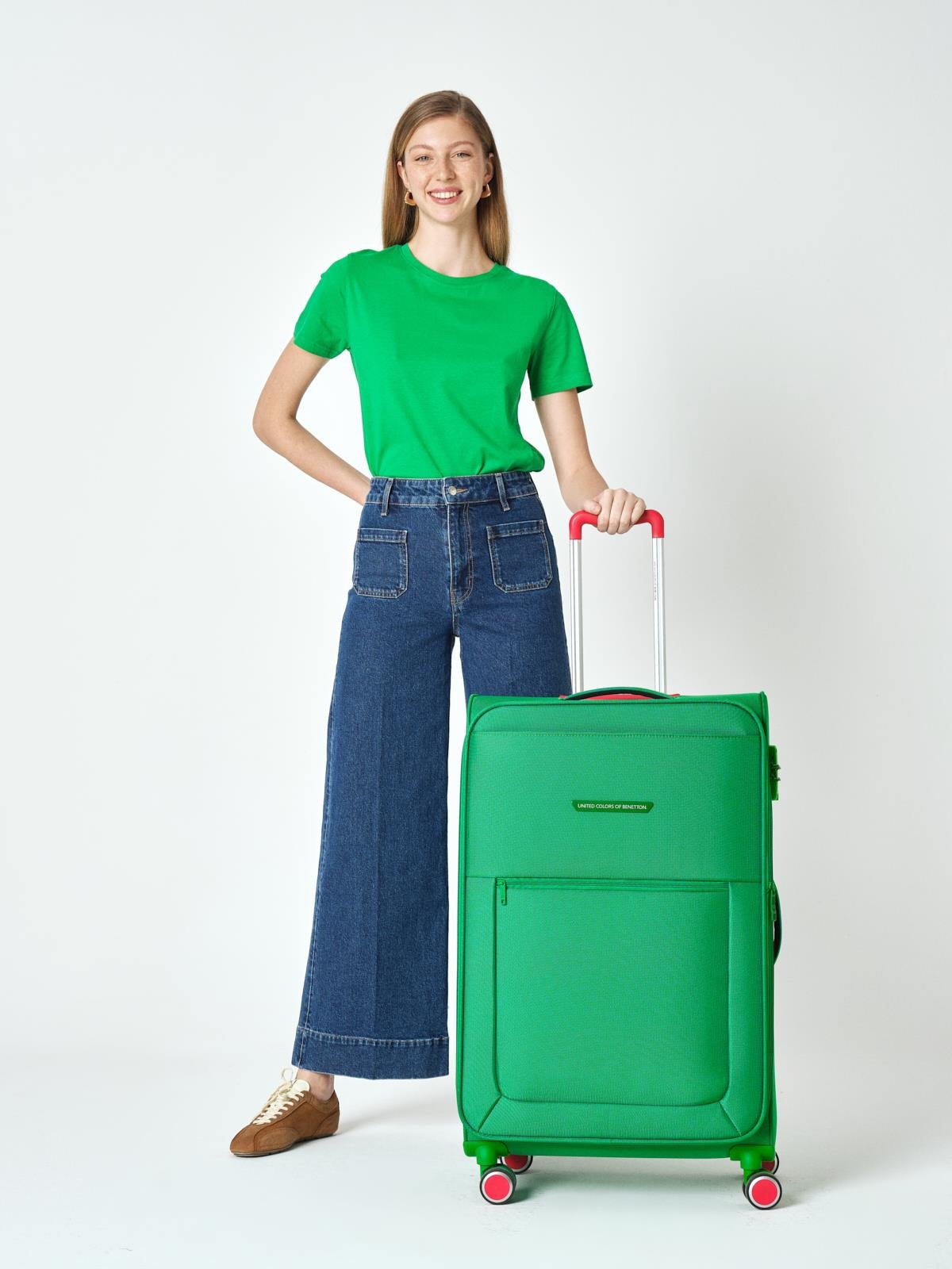 Benetton Büyük Boy Kumaş Valiz Yeşil Bnt2800