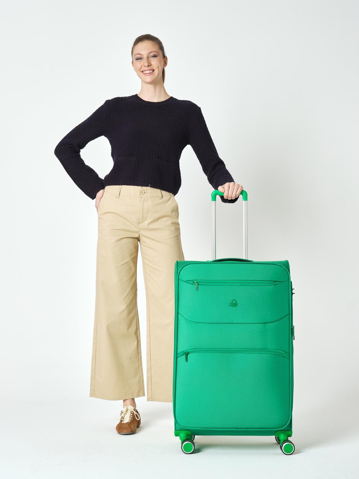 Benetton Büyük Boy Kumaş Valiz Yeşil Bnt2400